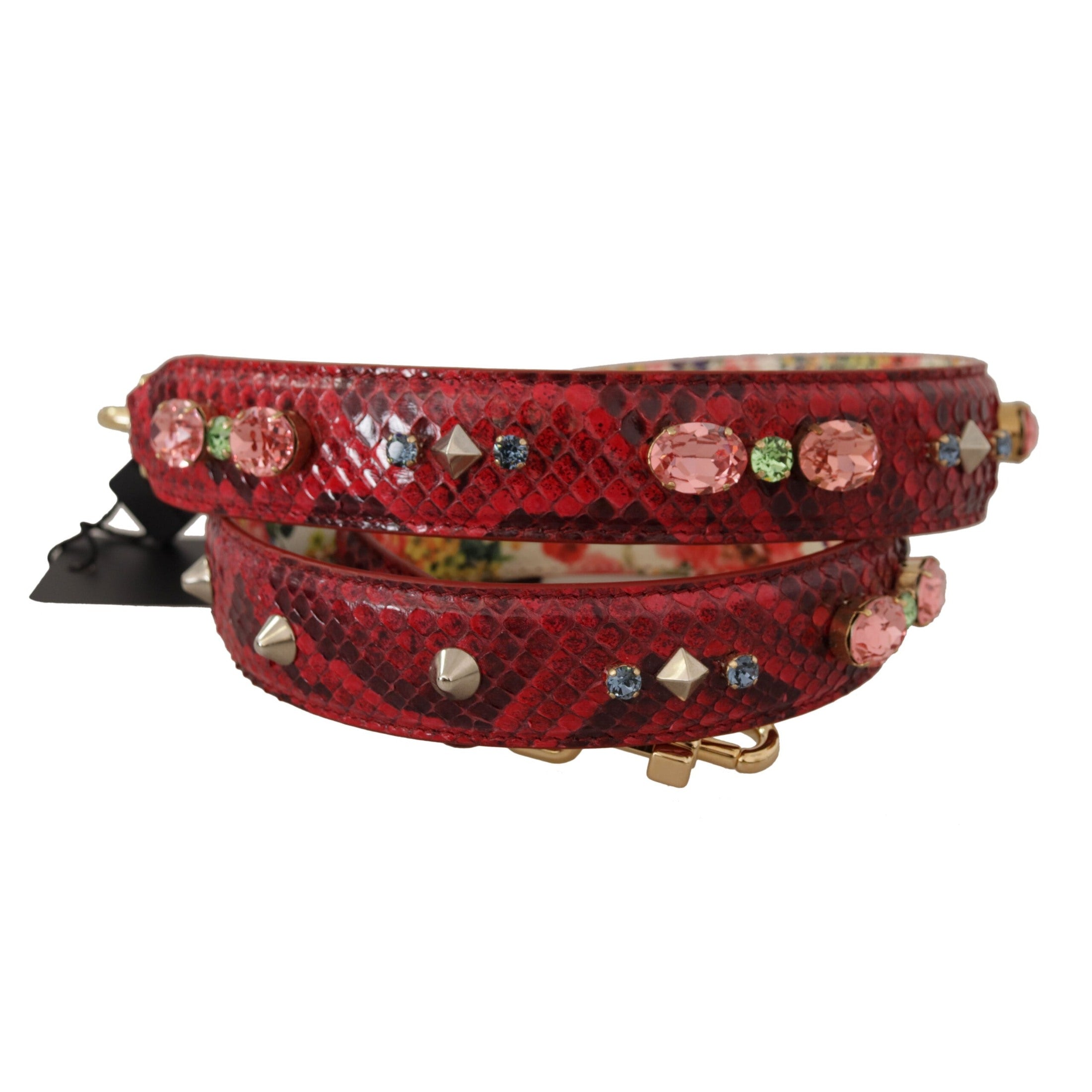 Elegant Red Python Leather Bag Strap