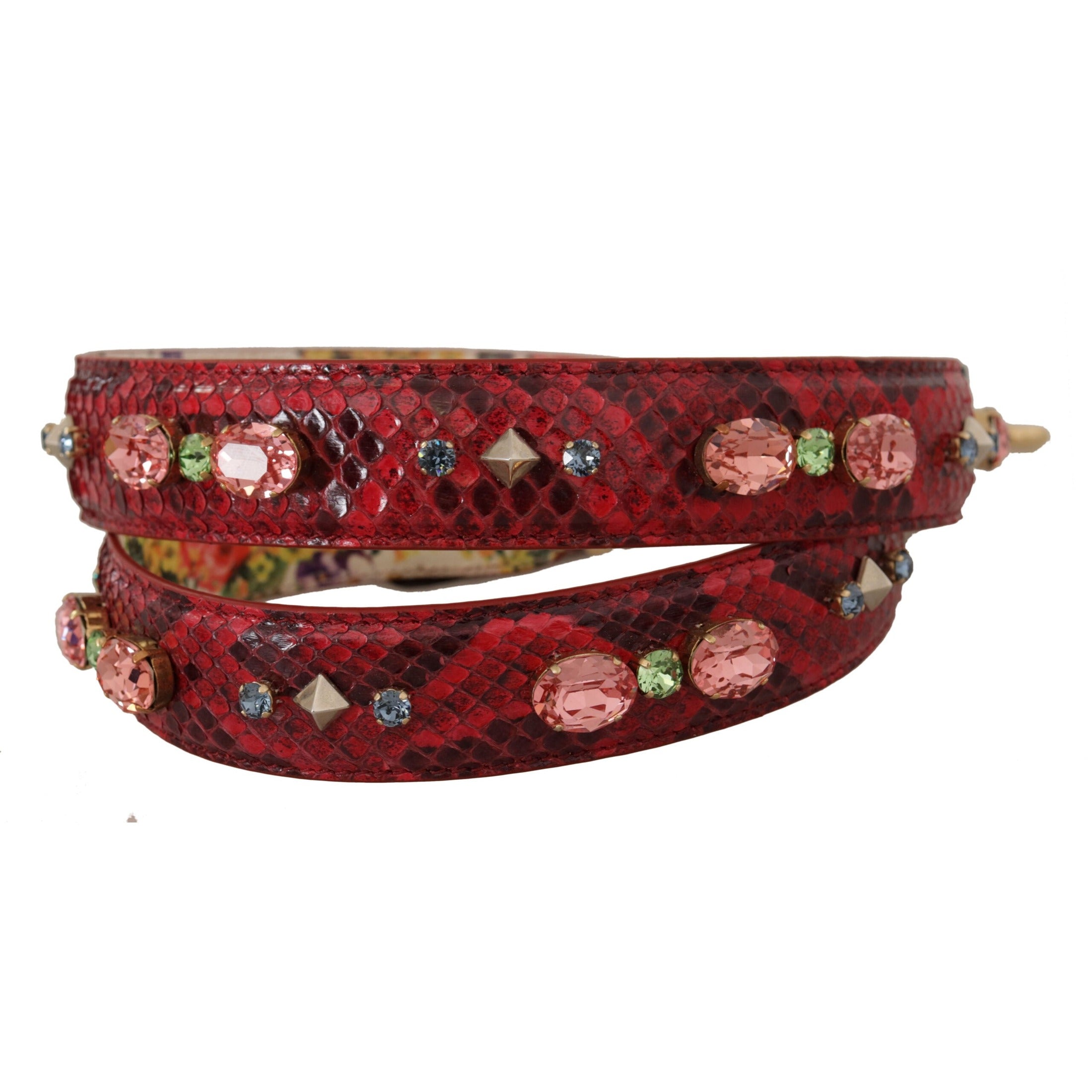 Elegant Red Python Leather Bag Strap