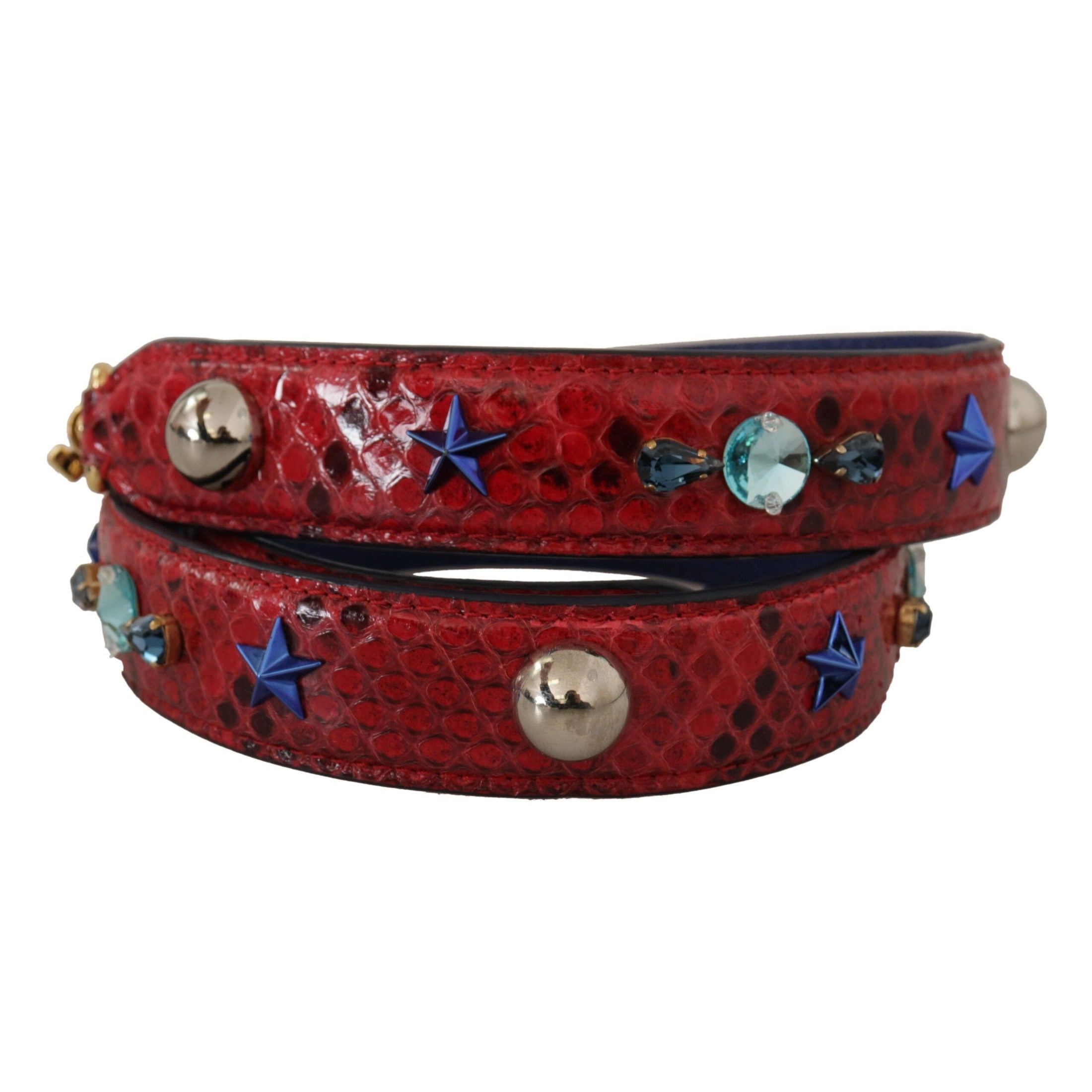 Chic Red Python Leather Shoulder Strap