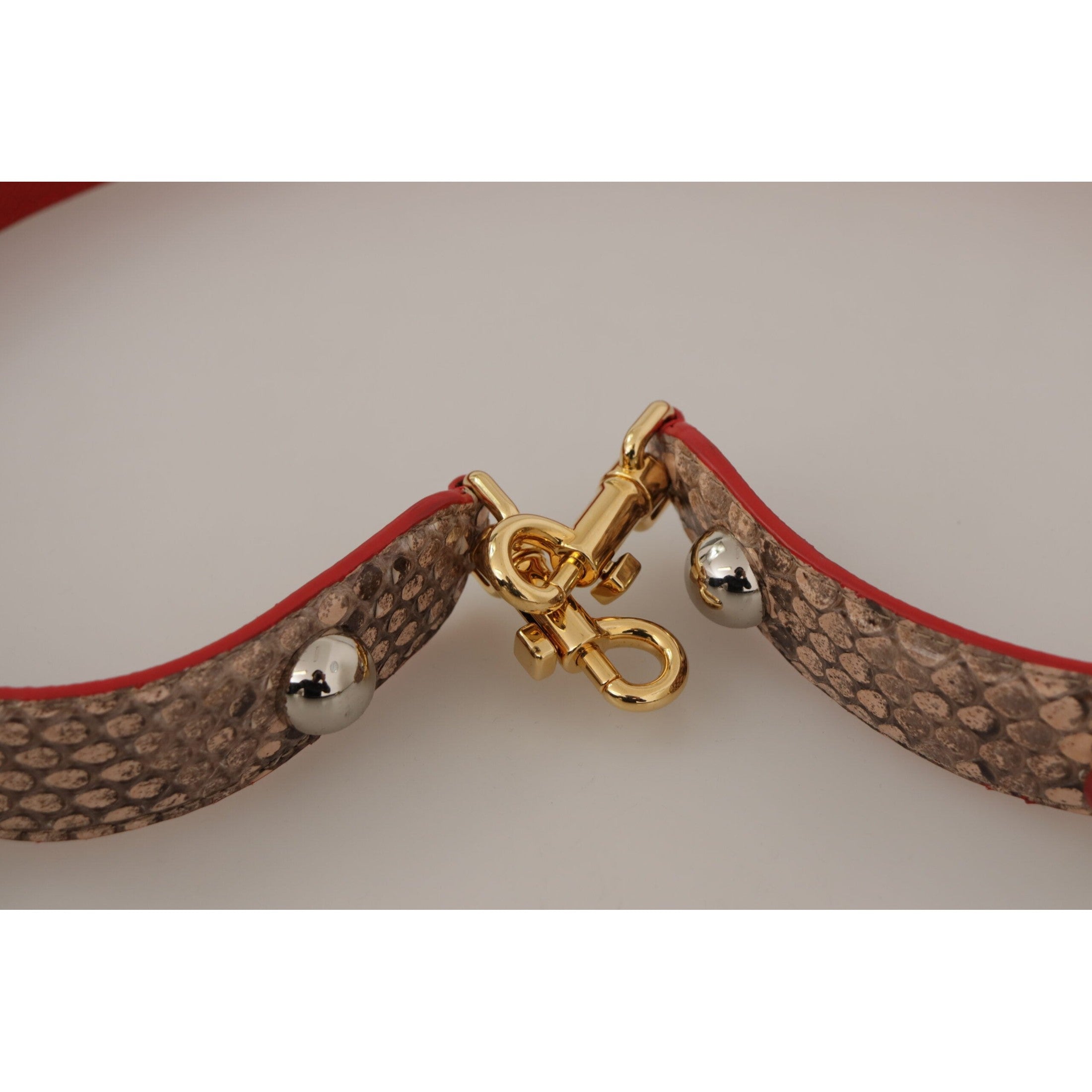 Chic Brown Python Leather Bag Strap