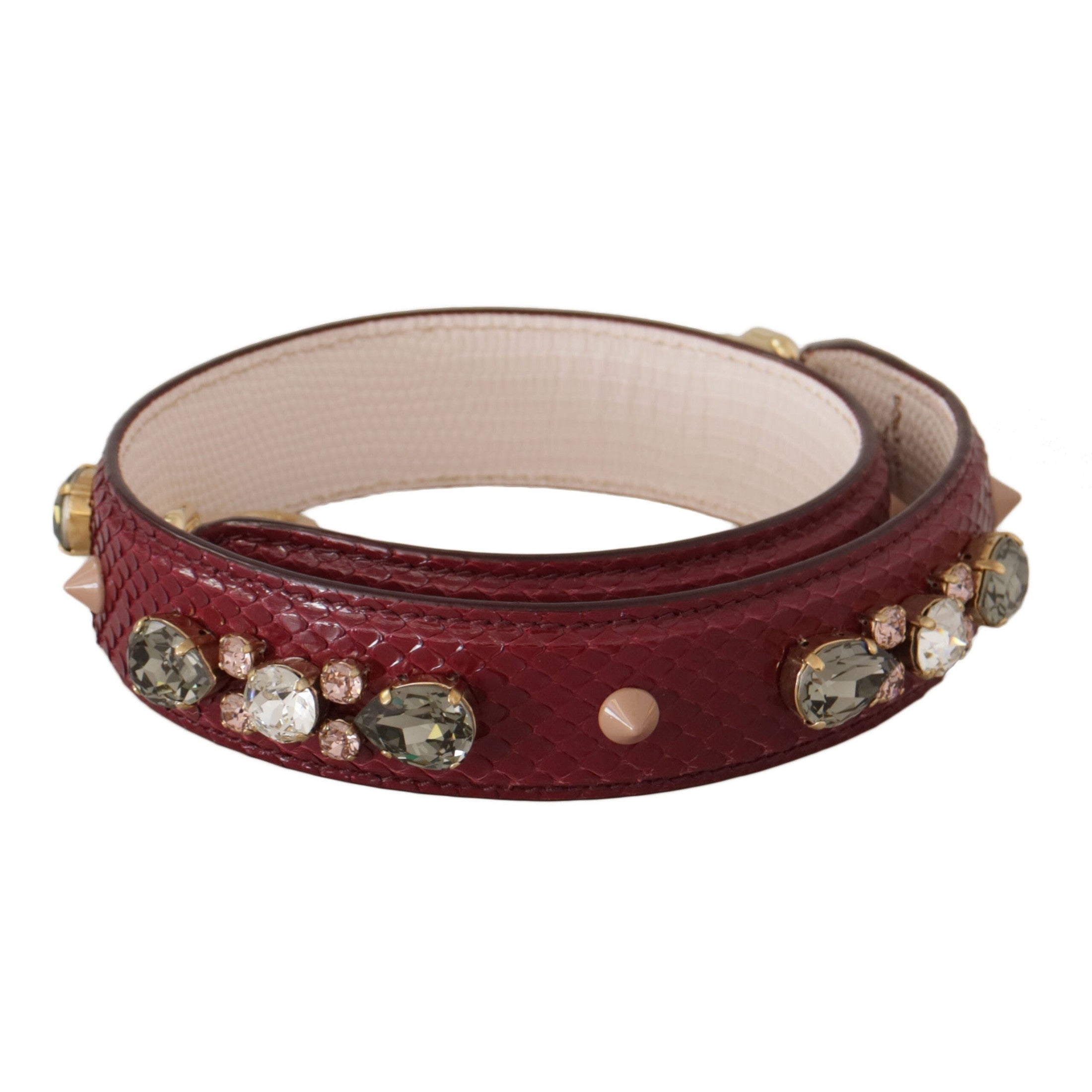 Elegant Python Leather Bag Strap in Bordeaux