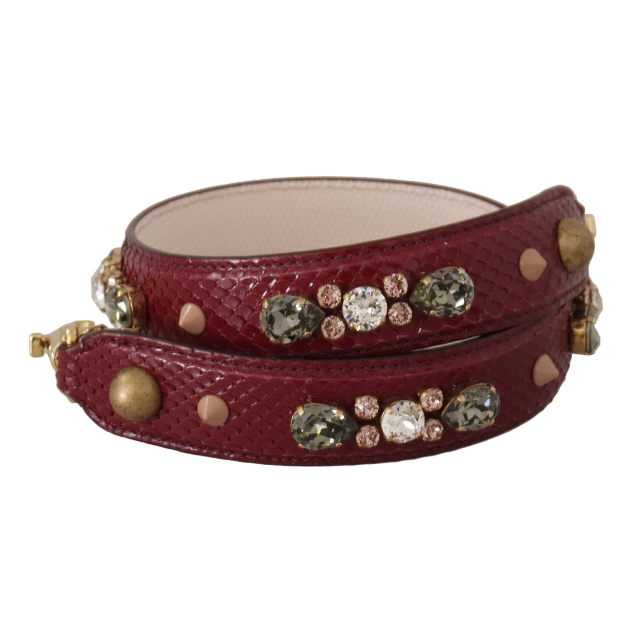 Elegant Python Leather Bag Strap in Bordeaux