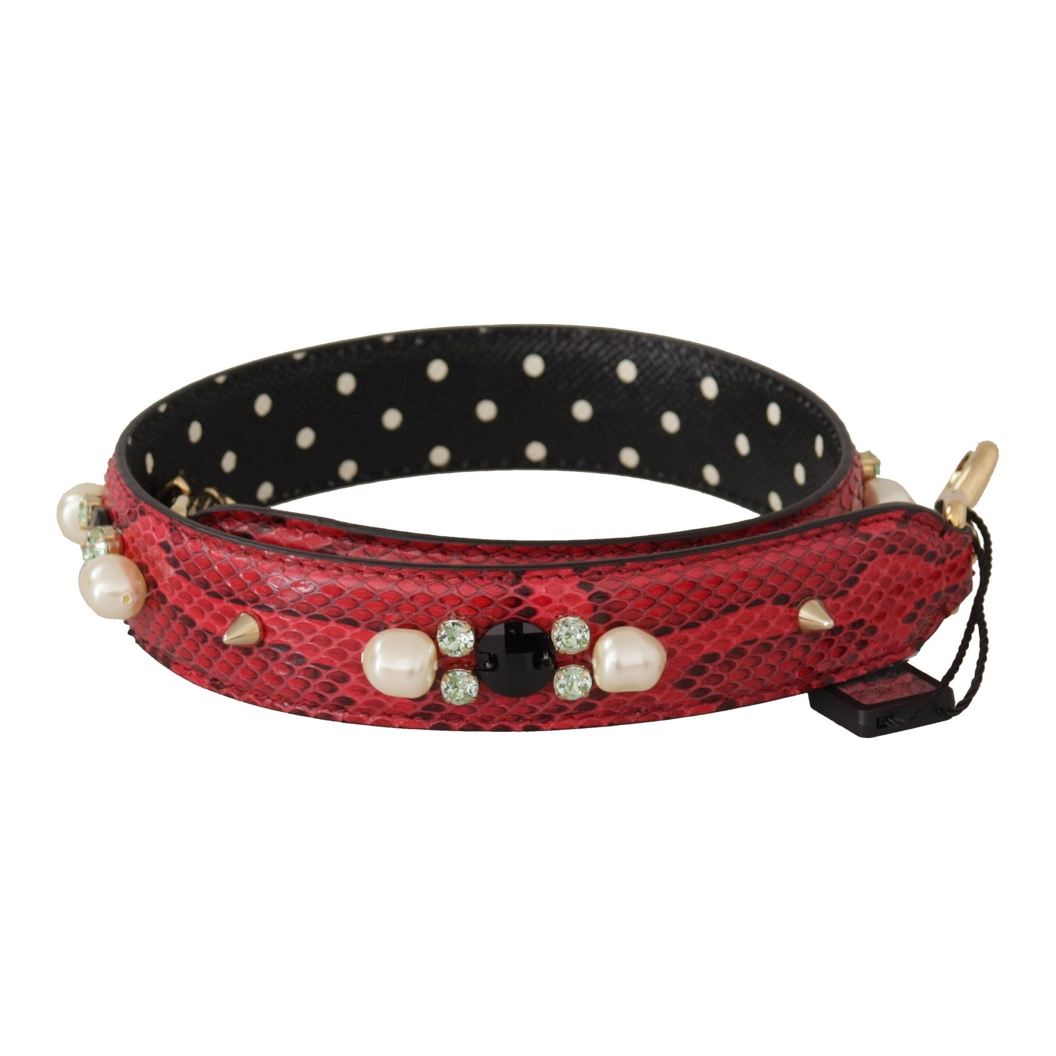 Elegant Red Python Leather Shoulder Strap