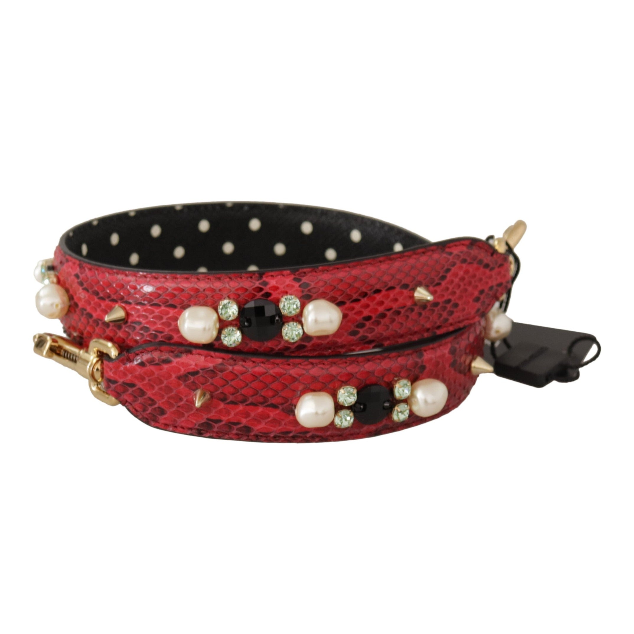 Elegant Red Python Leather Shoulder Strap