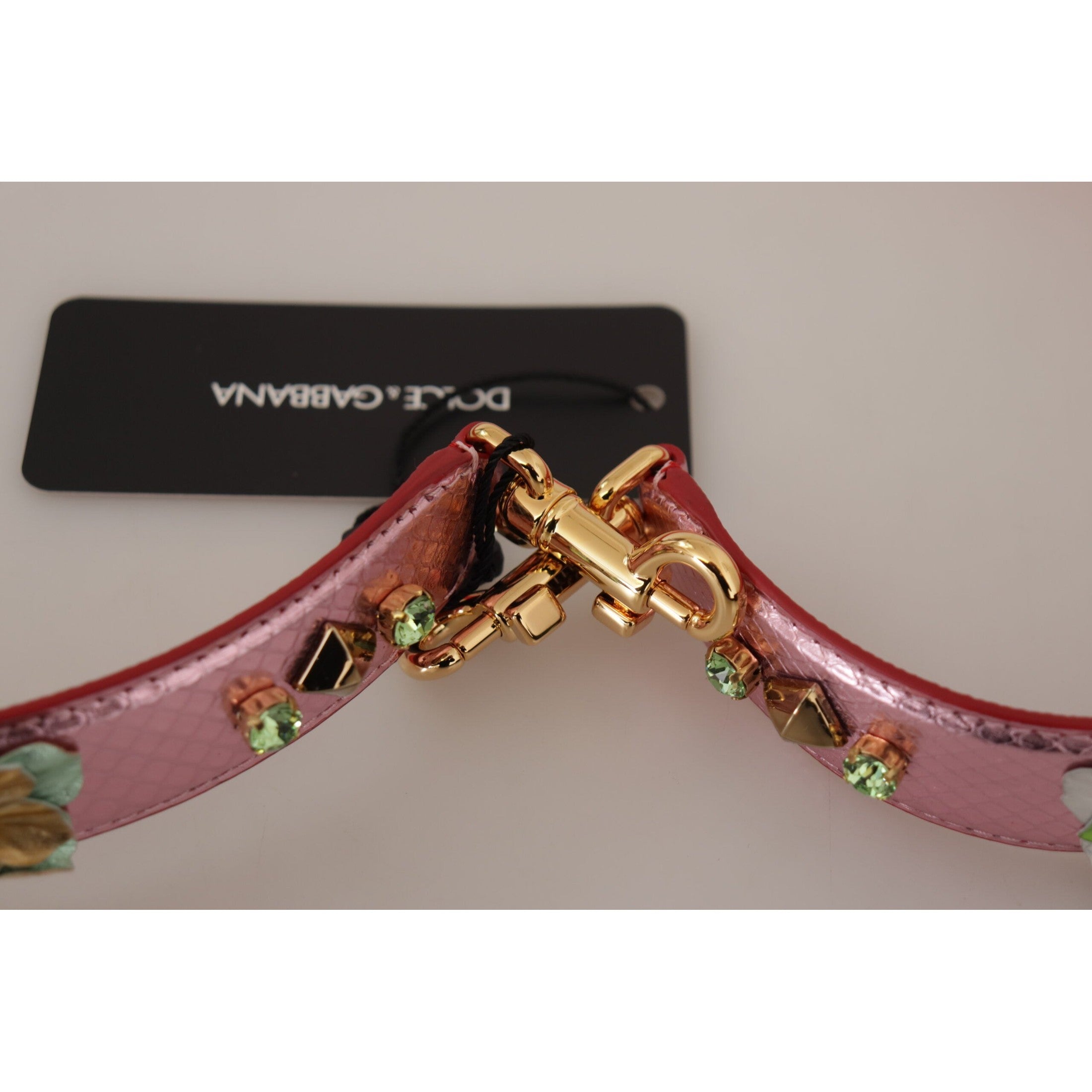 Elegant Metallic Pink Leather Shoulder Strap