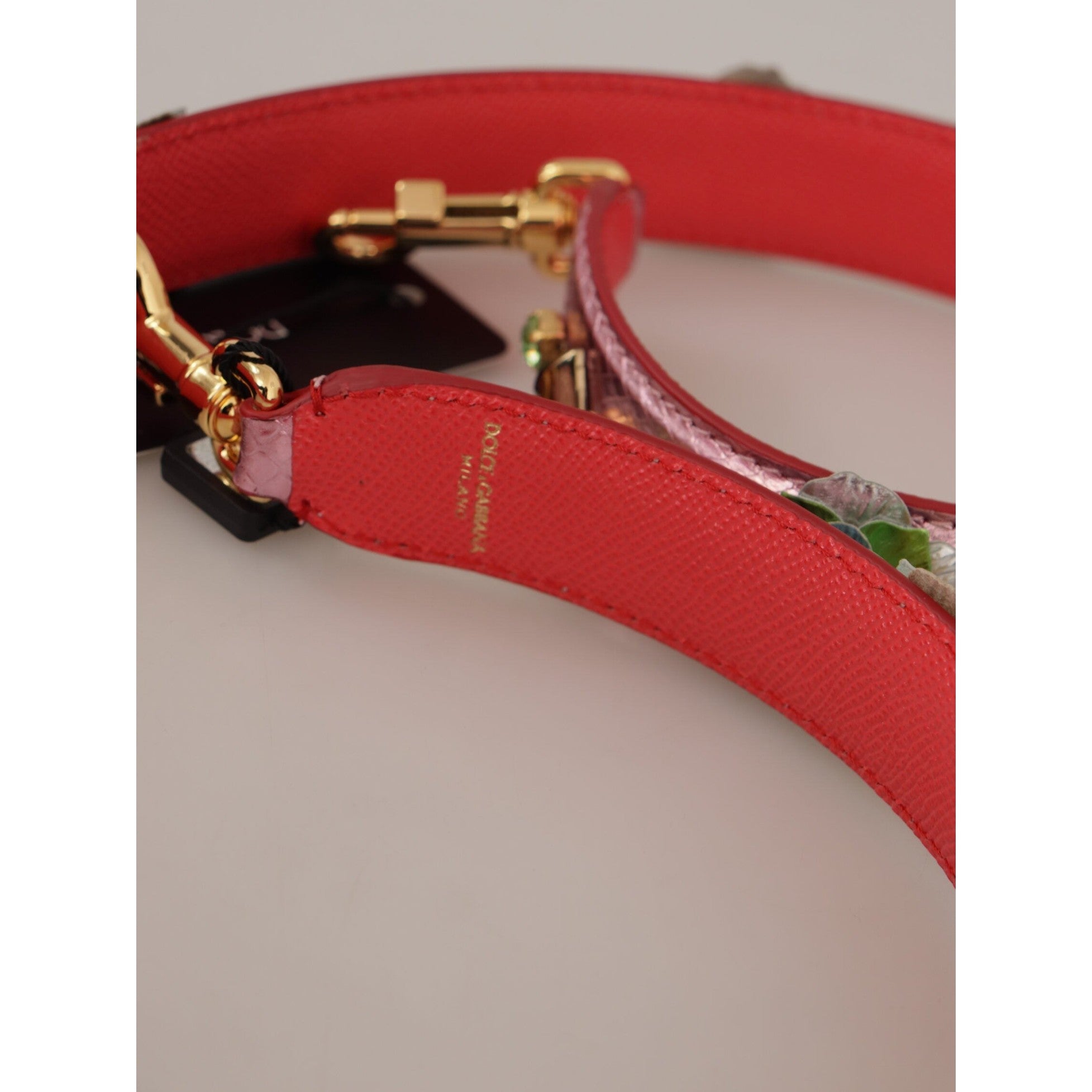 Elegant Metallic Pink Leather Shoulder Strap