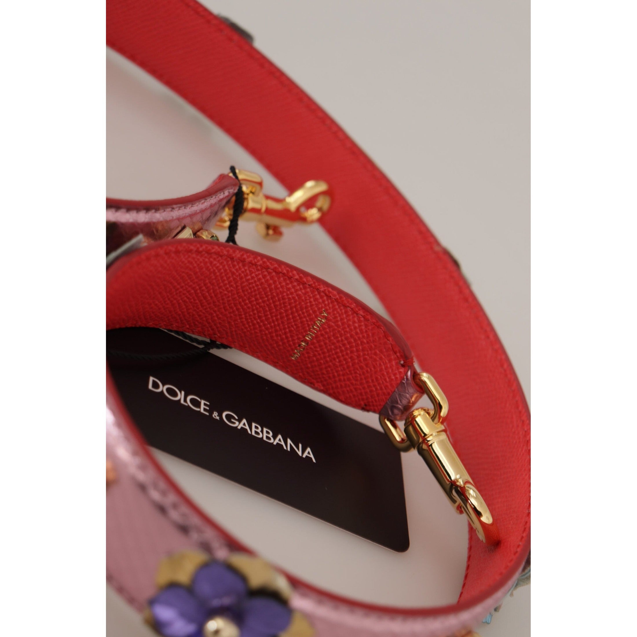 Elegant Metallic Pink Leather Shoulder Strap