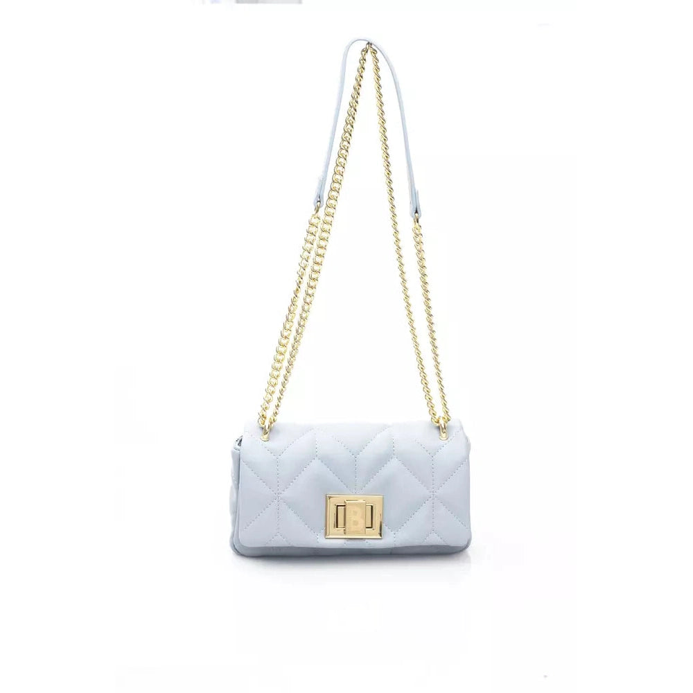 Elegant Light Blue Shoulder Bag with Golden Accents