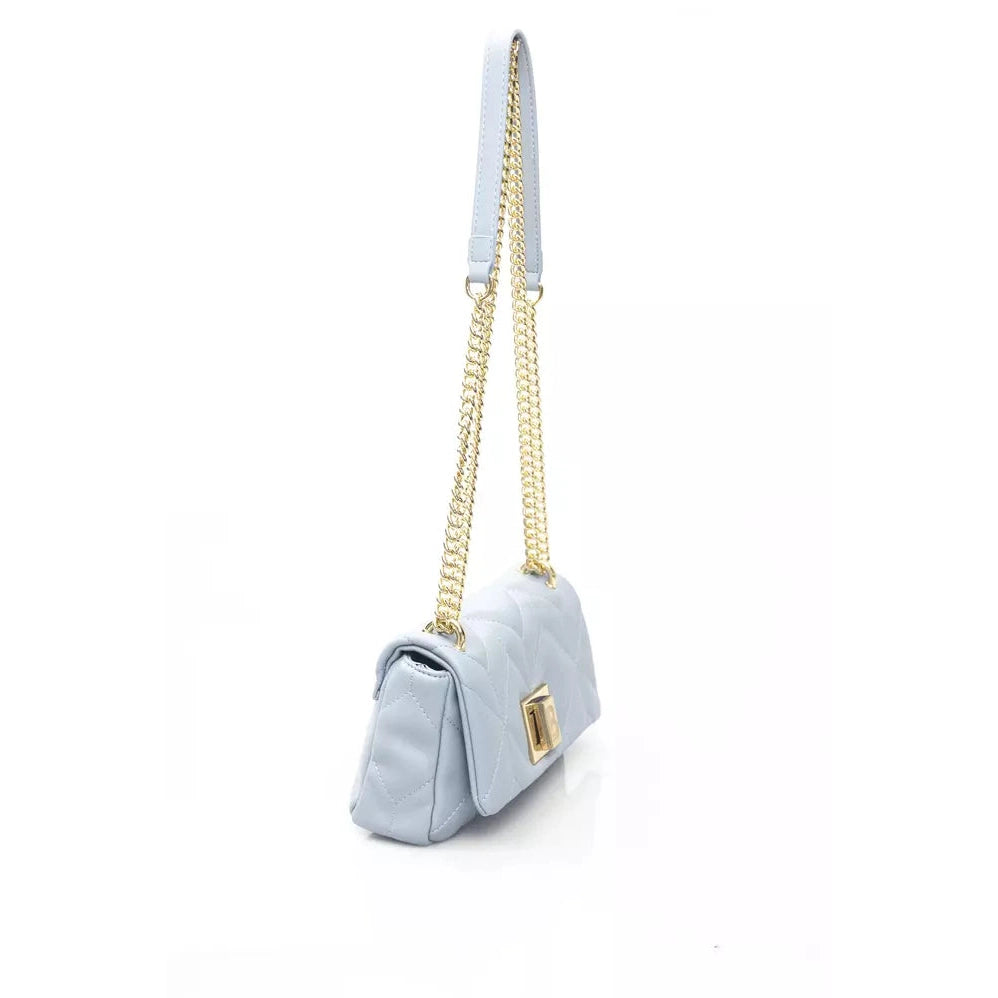 Elegant Light Blue Shoulder Bag with Golden Accents