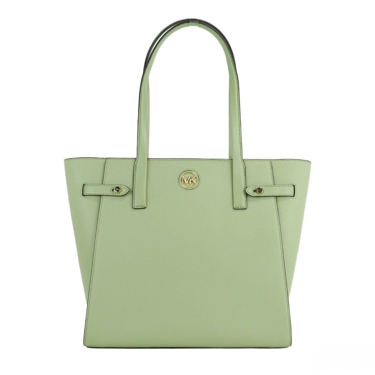 Carmen Large Light Sage Saffiano Leather North South Tote Handbag