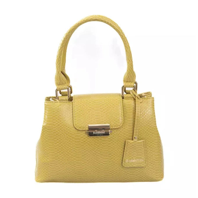 Yellow Polyurethane Women Crossbody Bag