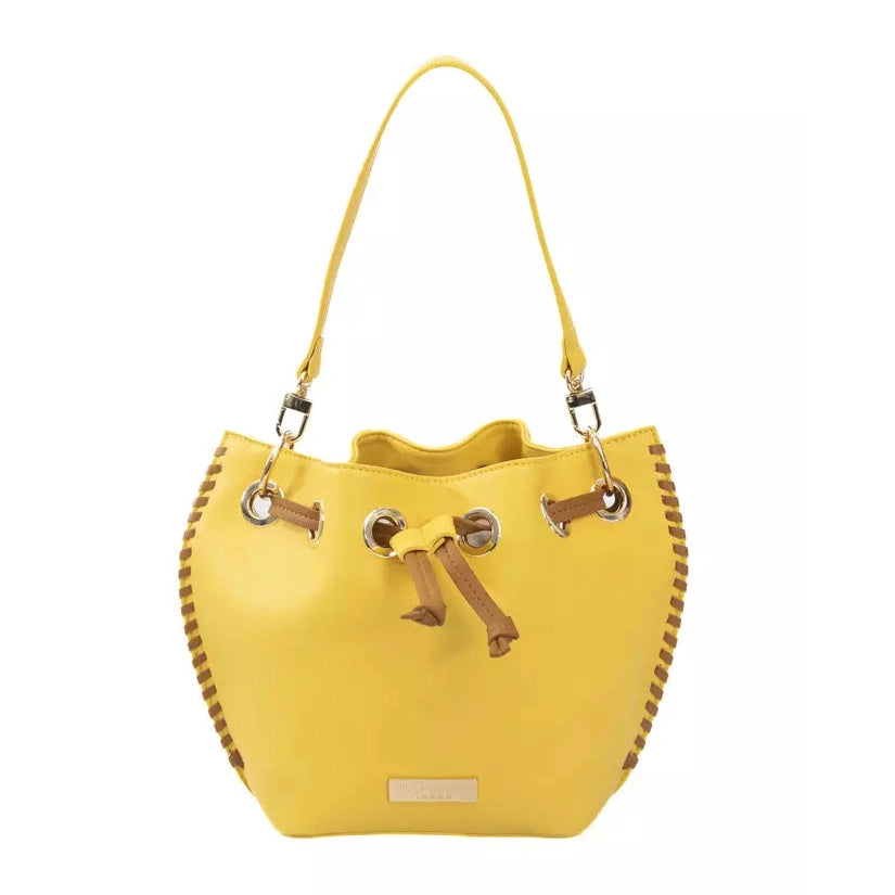 Yellow Polyurethane Women Crossbody Bag