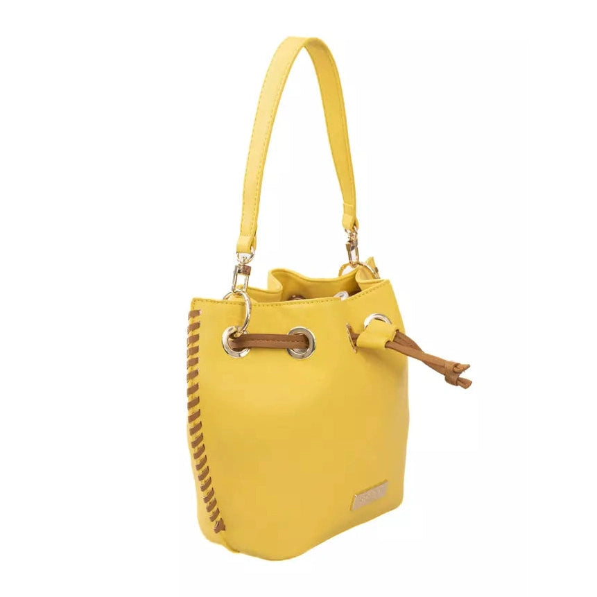 Yellow Polyurethane Women Crossbody Bag