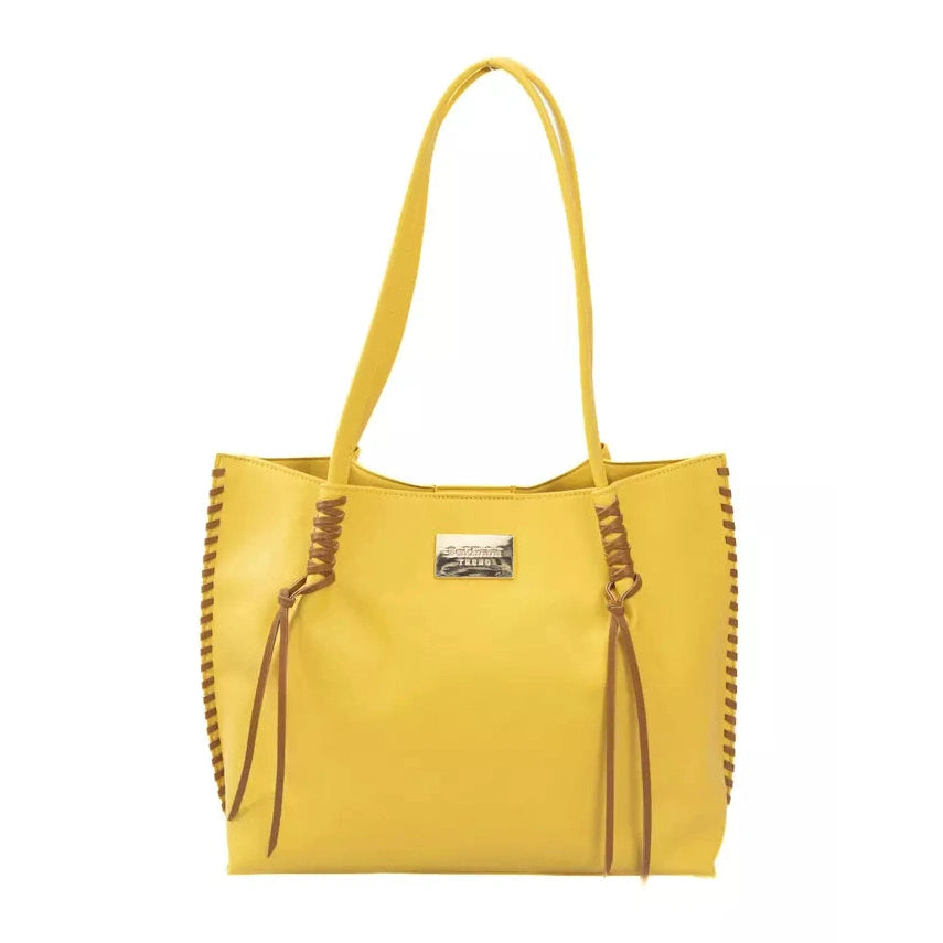 Yellow Polyurethane Women Handbag