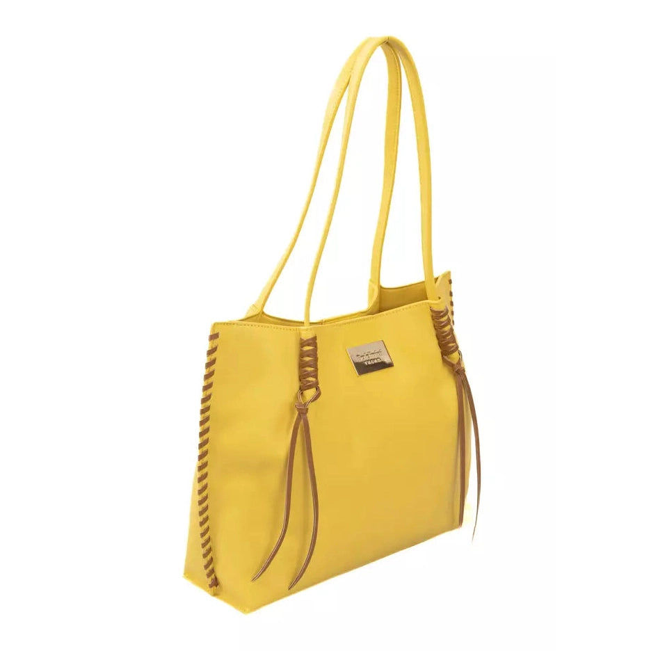 Yellow Polyurethane Women Handbag