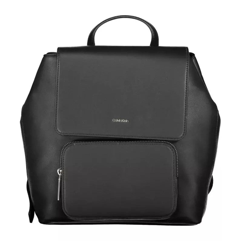 Black Polyester Women Backpack