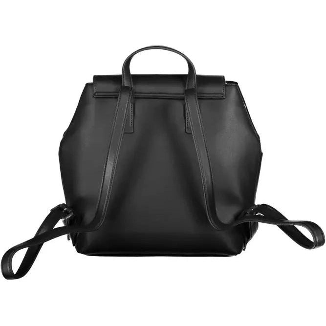 Black Polyester Women Backpack