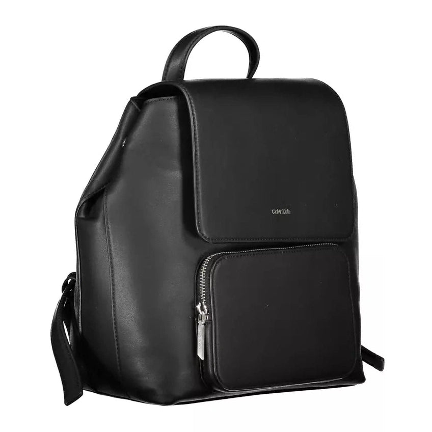 Black Polyester Women Backpack