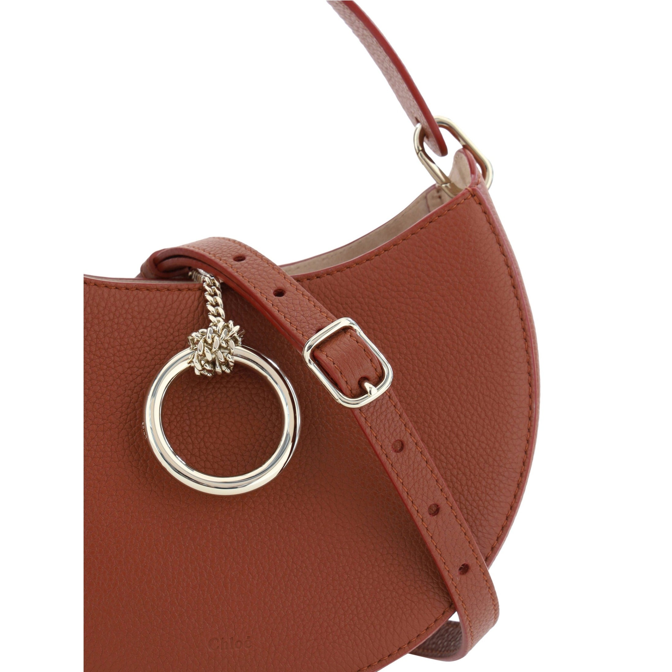 Sepia Brown Small Arlène Leather Shoulder Bag