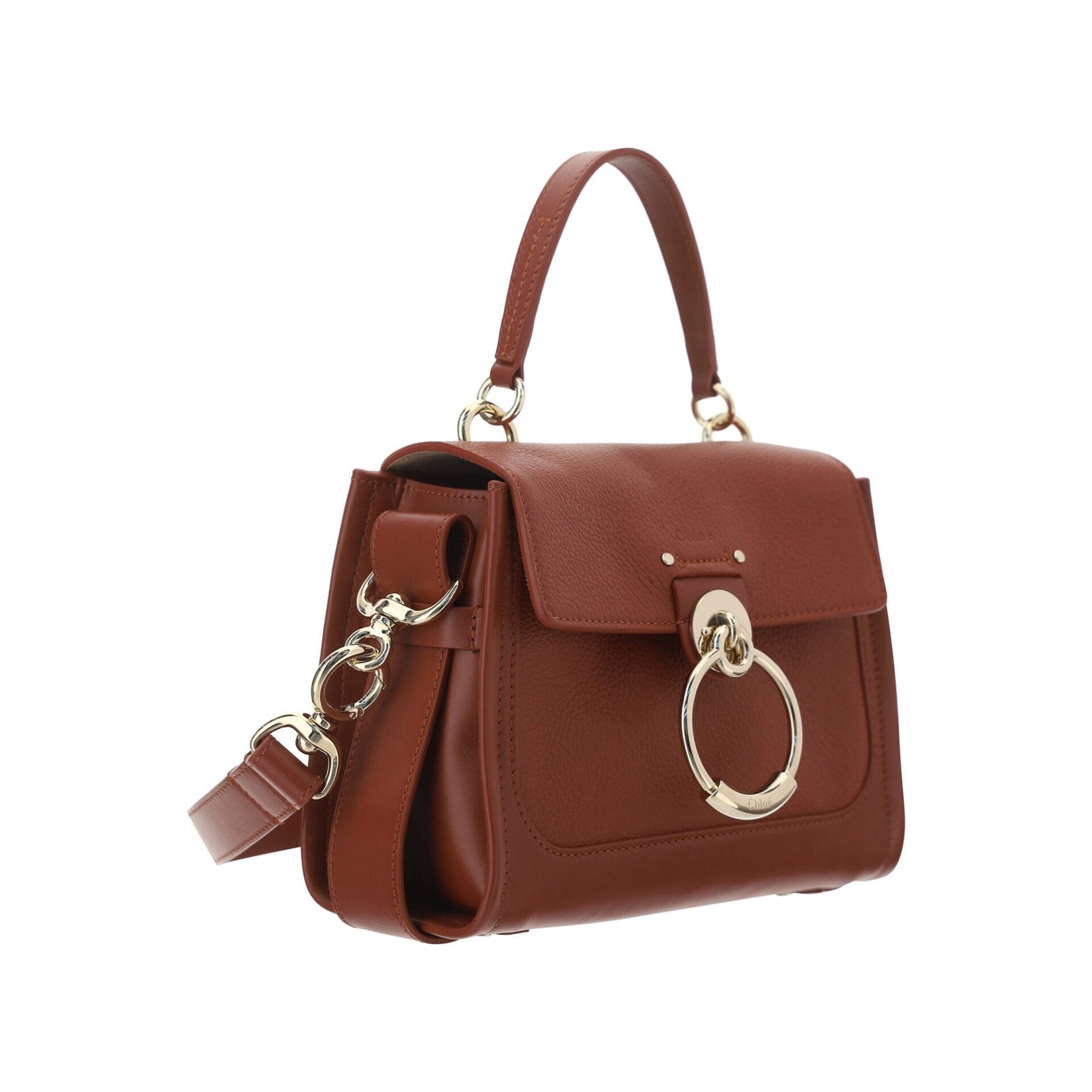 Elegant Sepia Brown Calfskin Shoulder Handbag