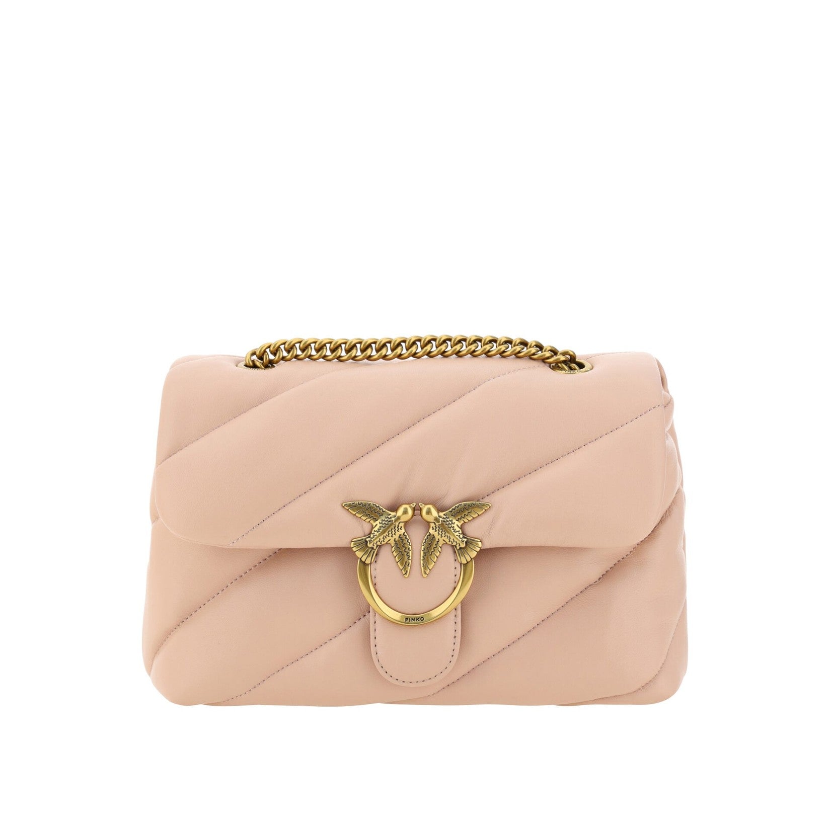 Elegant Light Pink Quilted Shoulder Bag