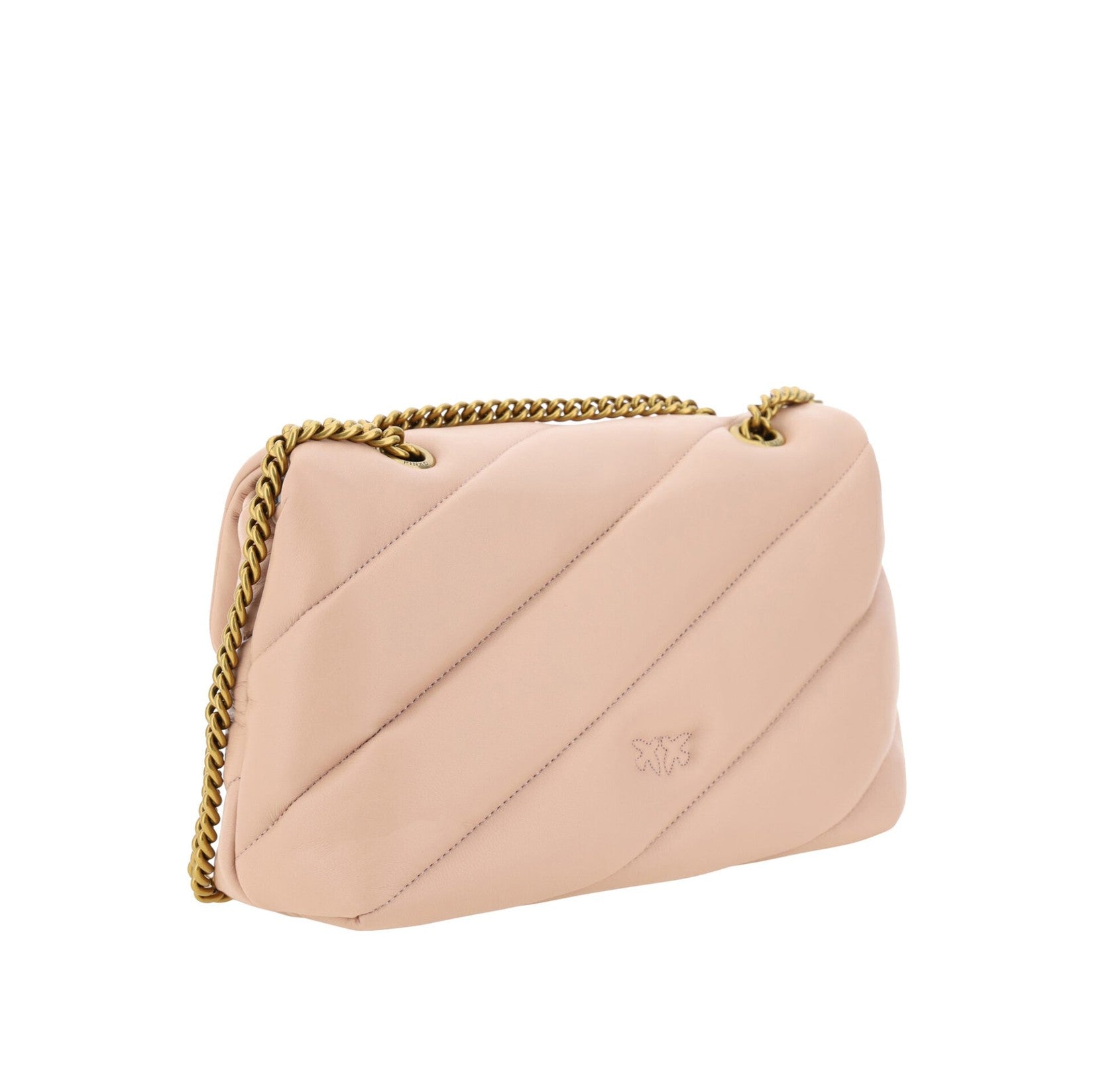 Elegant Light Pink Quilted Shoulder Bag