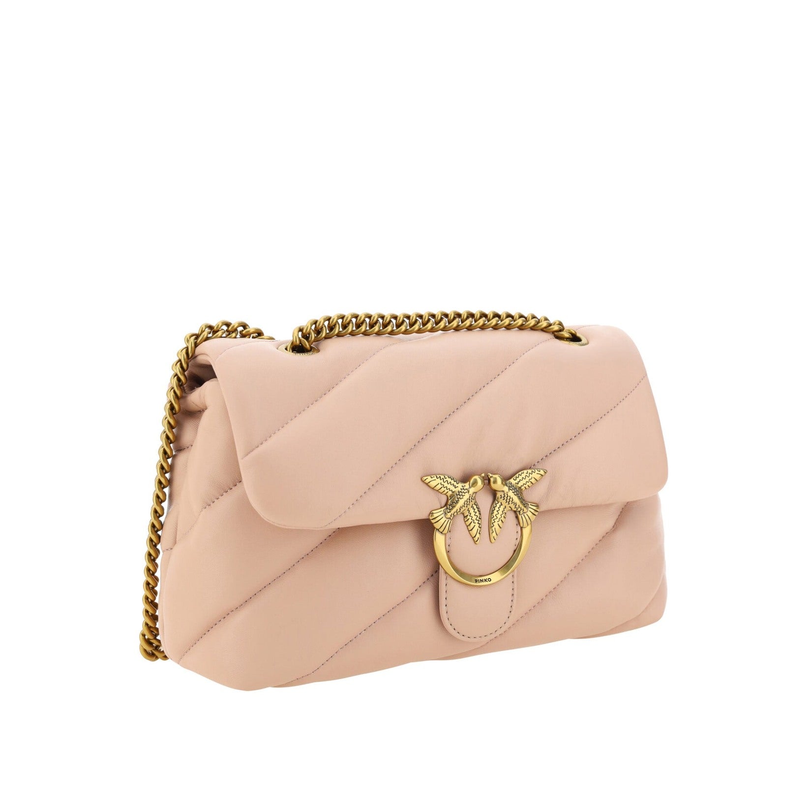 Elegant Light Pink Quilted Shoulder Bag