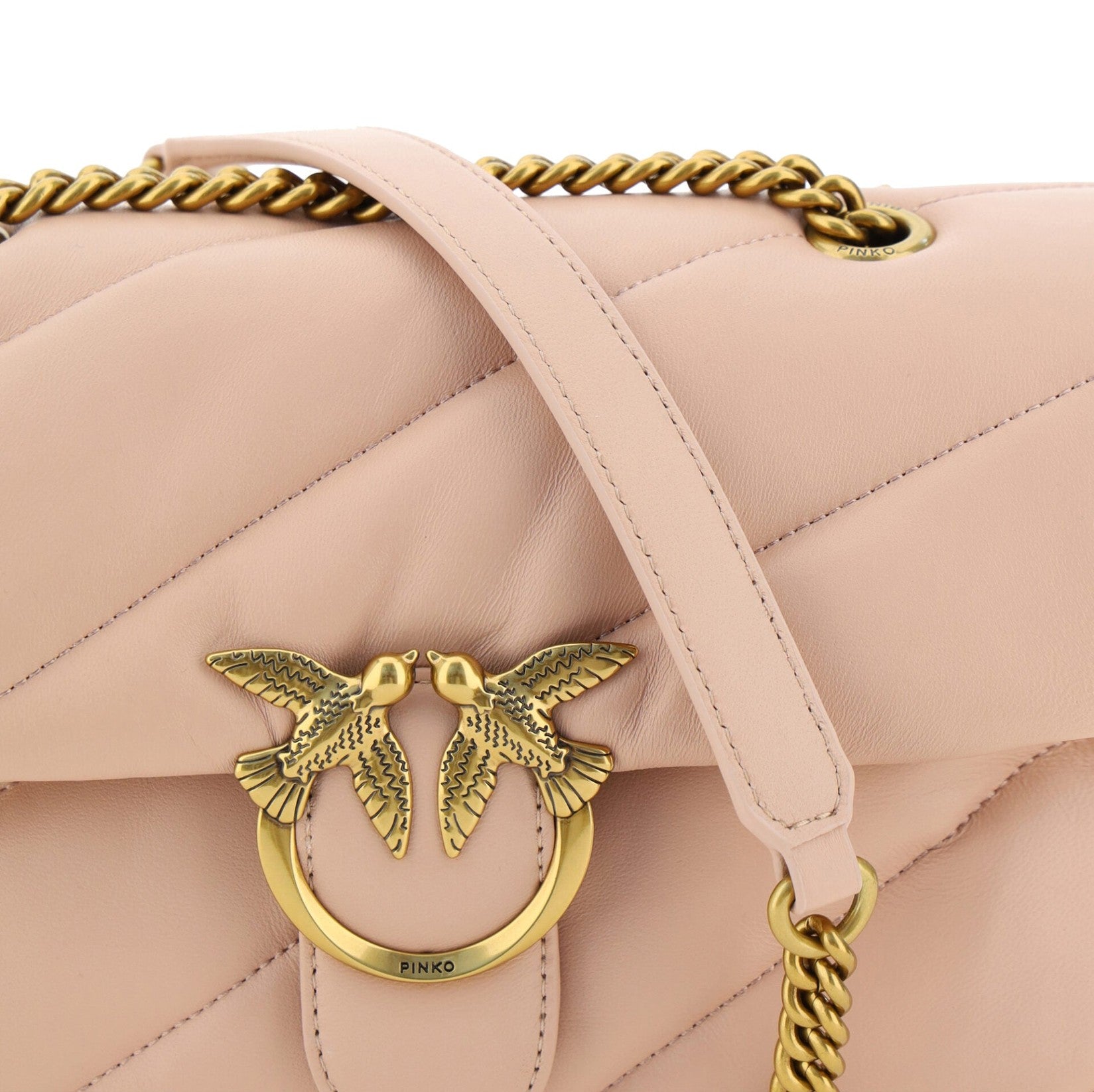 Elegant Light Pink Quilted Shoulder Bag