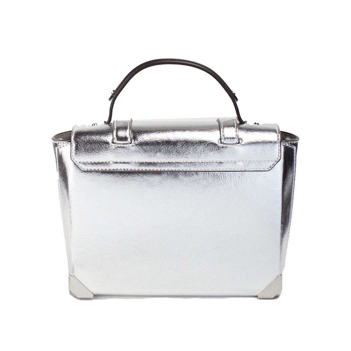 Manhattan Medium Silver Leather Top Handle Satchel Bag