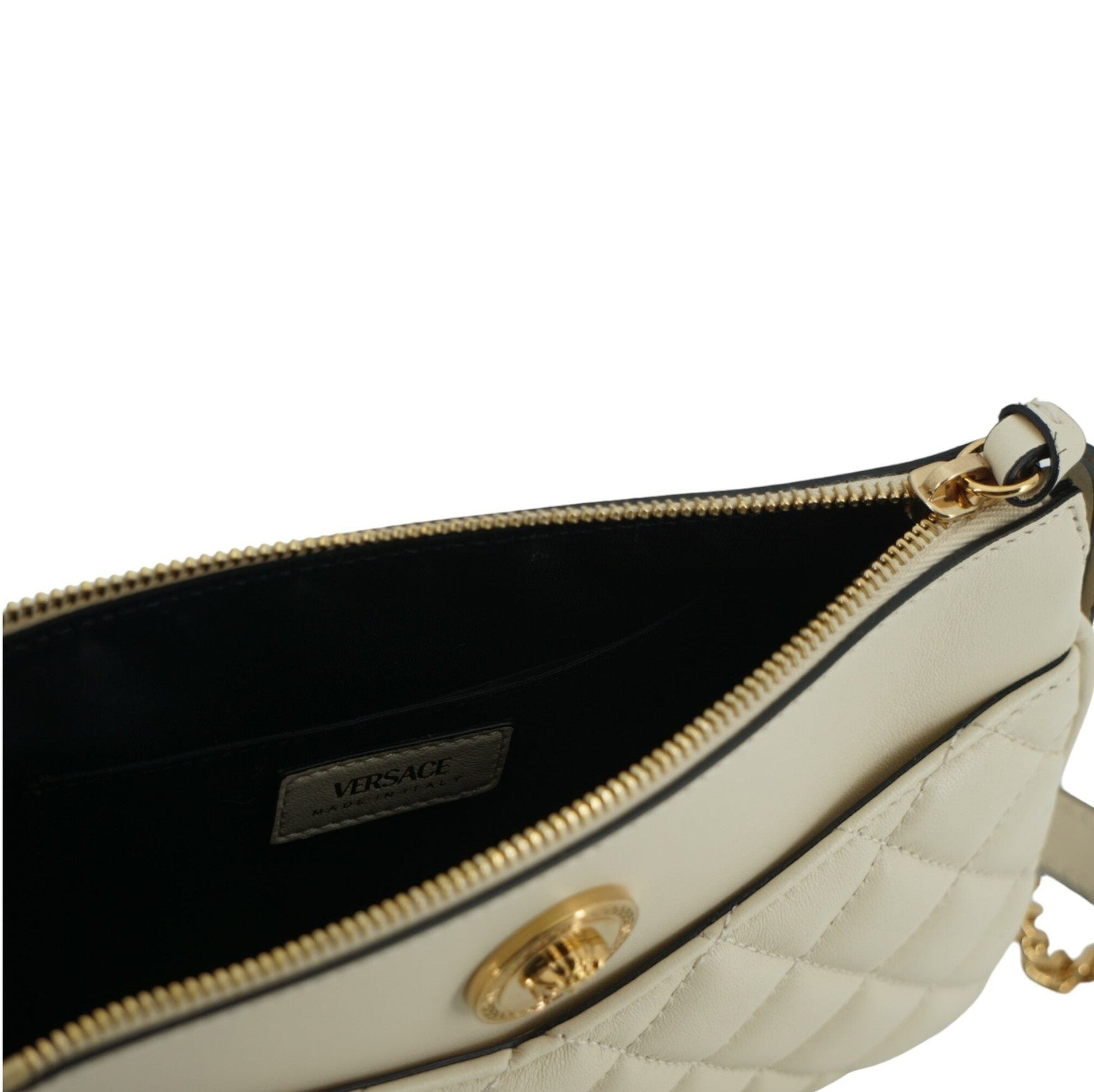 Elegant White Lamb Leather Crossbody Pouch