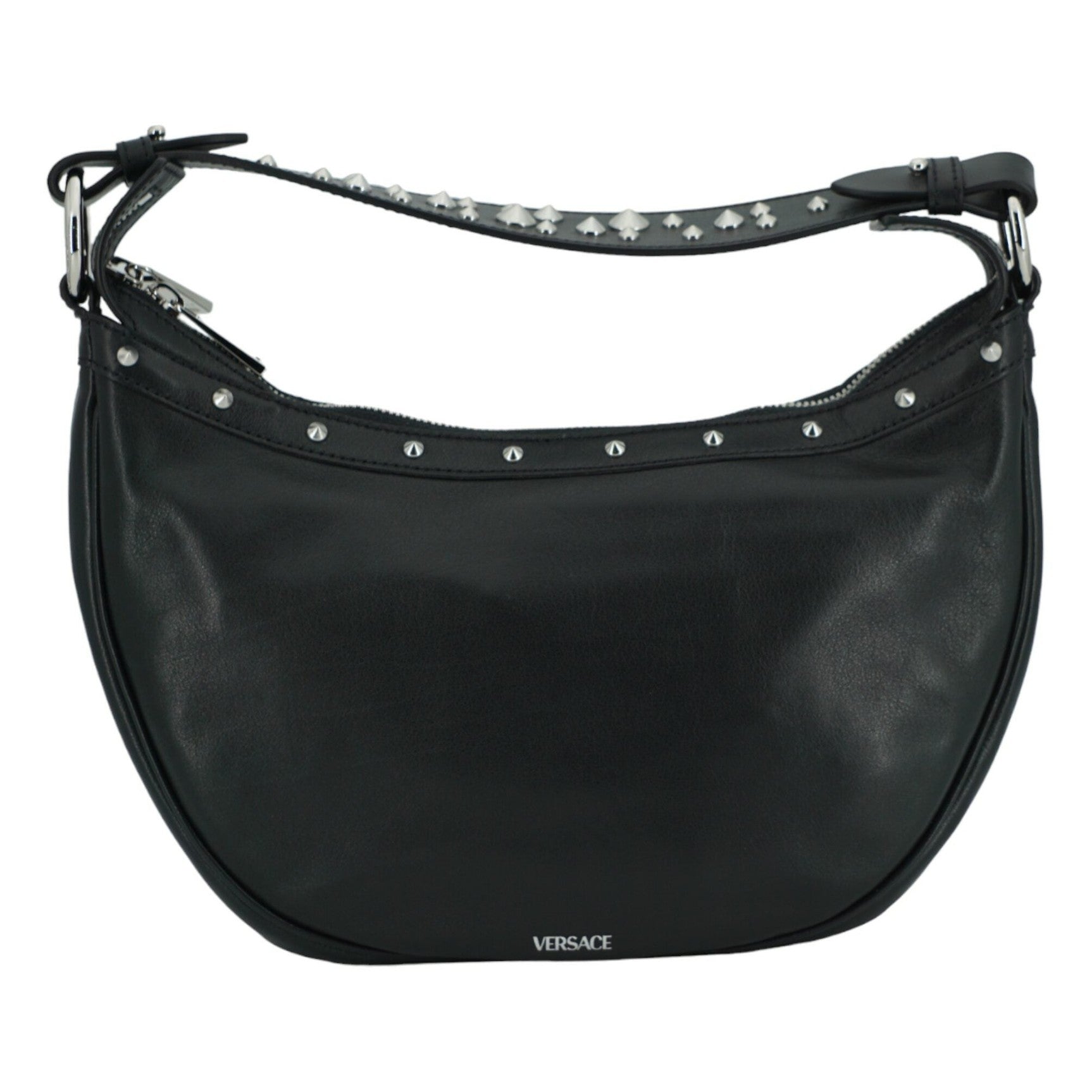 Elegant Black Leather Hobo Shoulder Bag