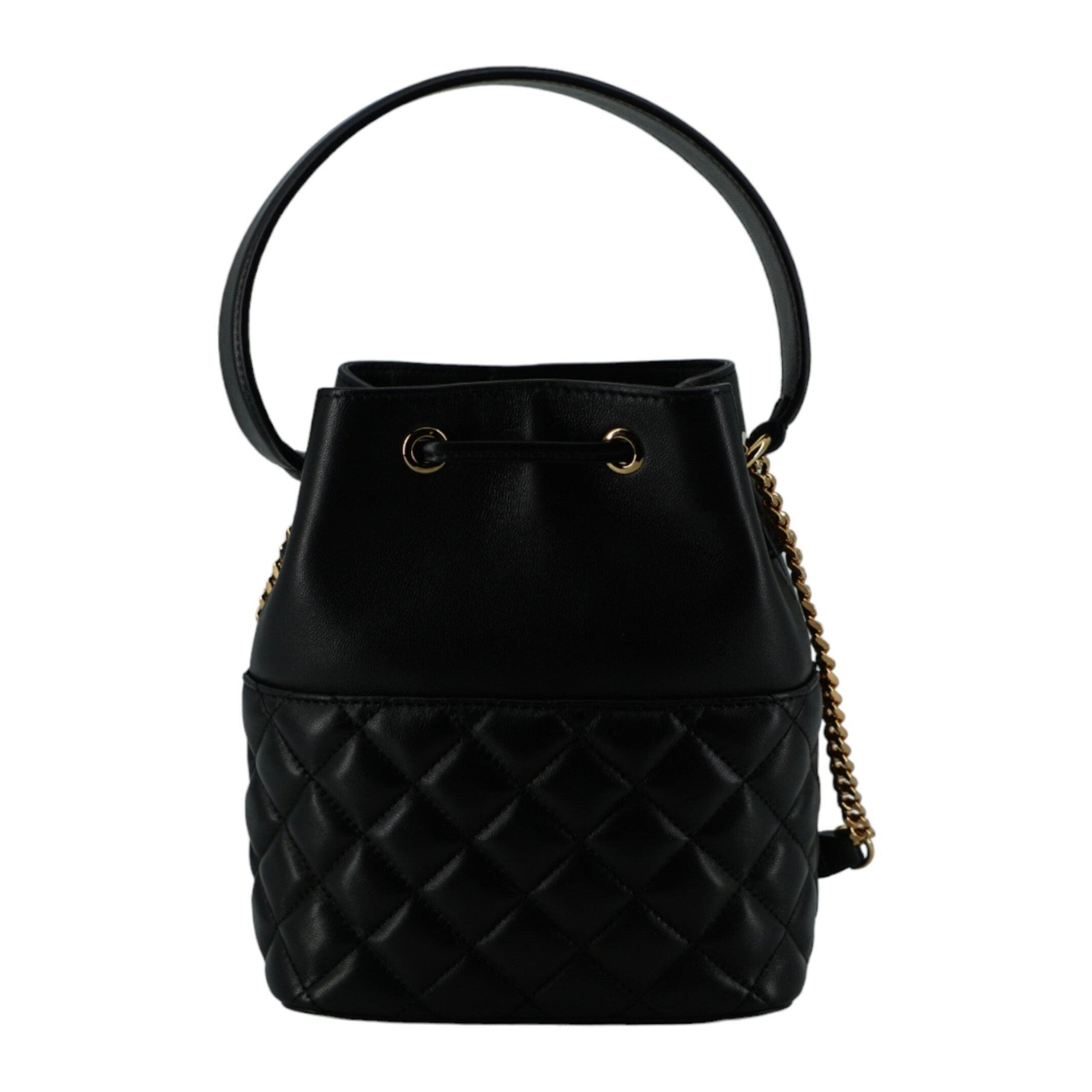 Elegant Black Leather Bucket Shoulder Bag