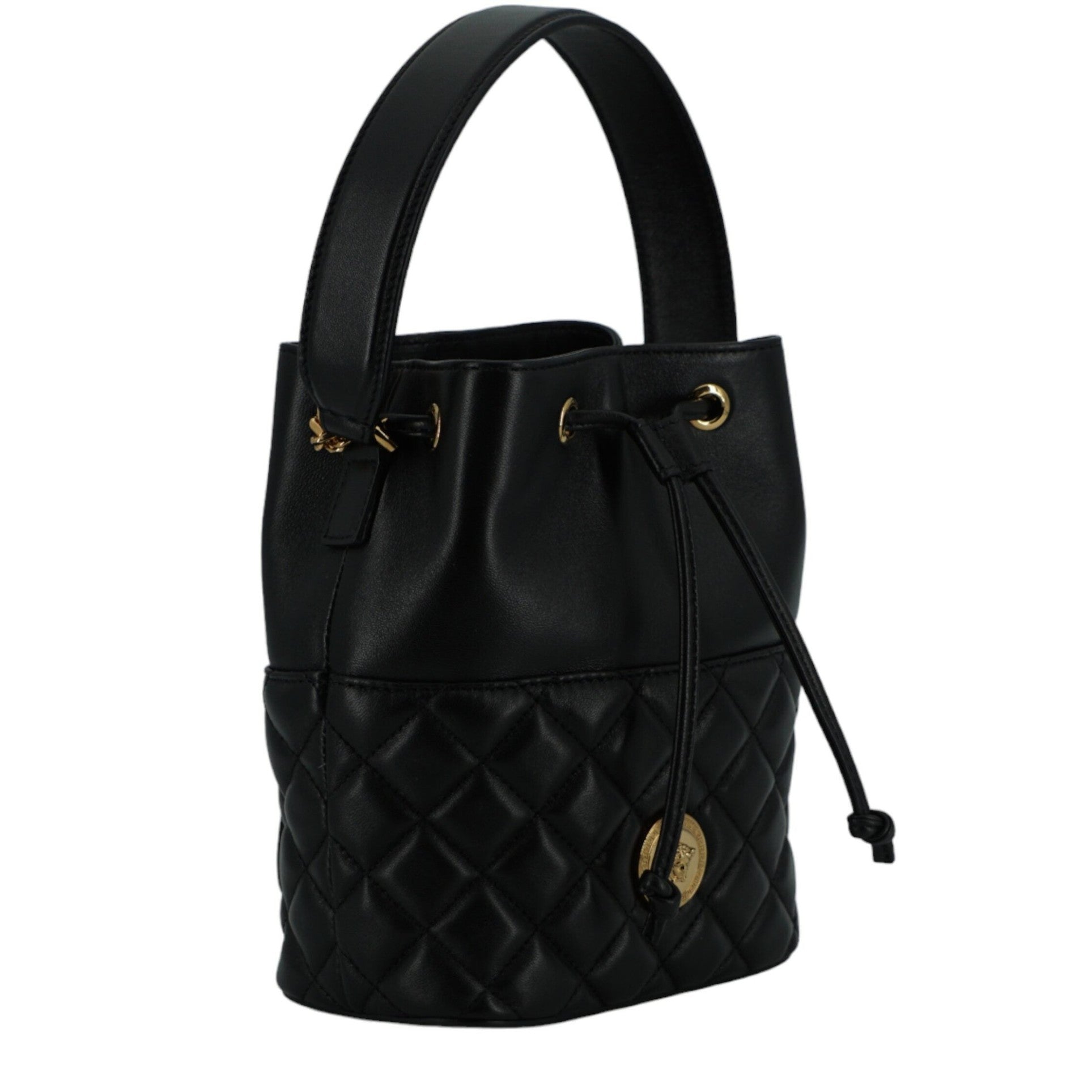 Elegant Black Leather Bucket Shoulder Bag