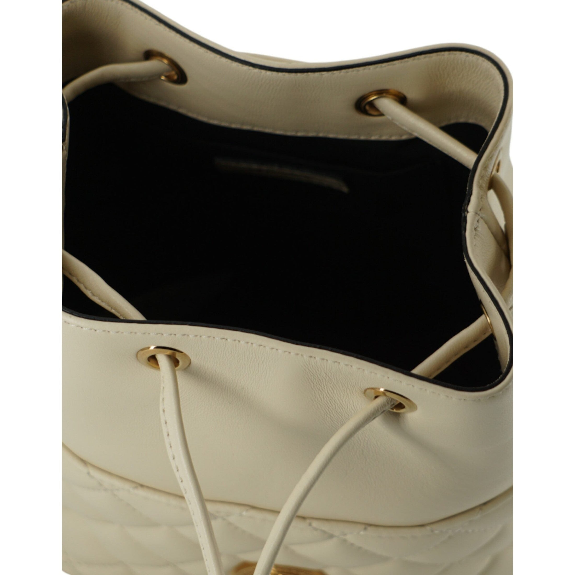 Elegant Small White Leather Bucket Shoulder Bag