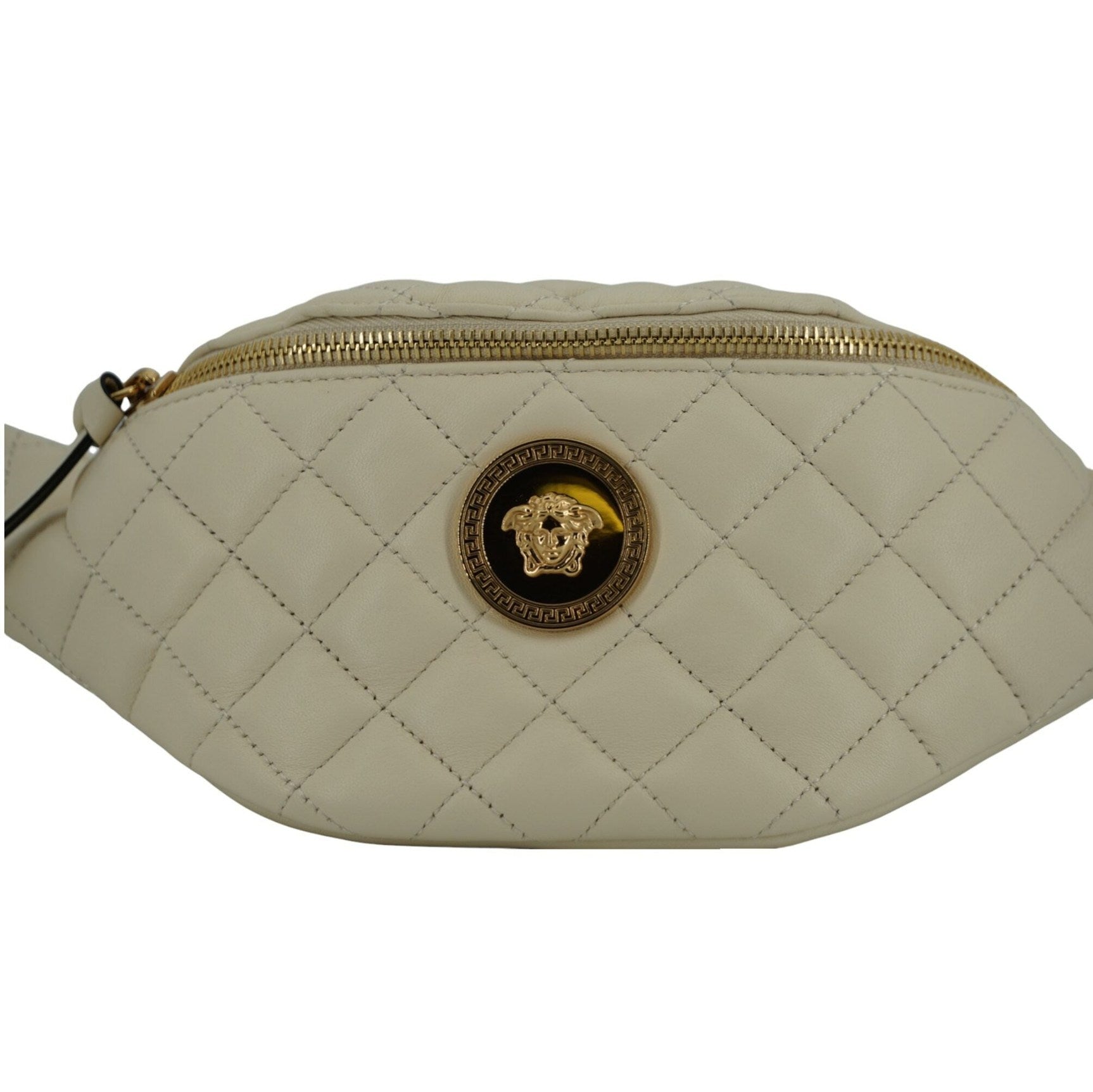 Elegant White Lamb Leather Belt Bag