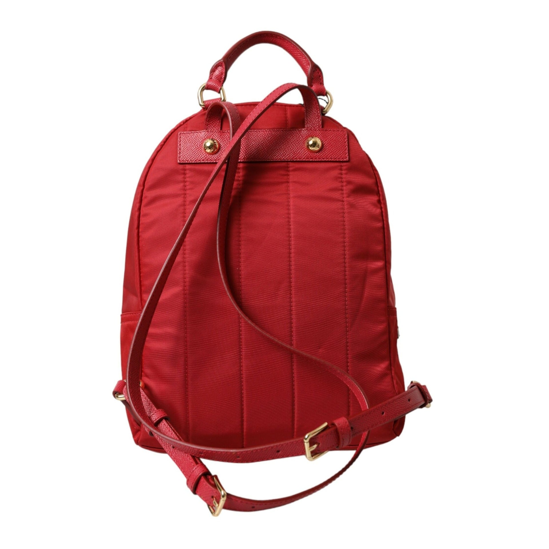 Embellished Red Backpack with Gold Detailing