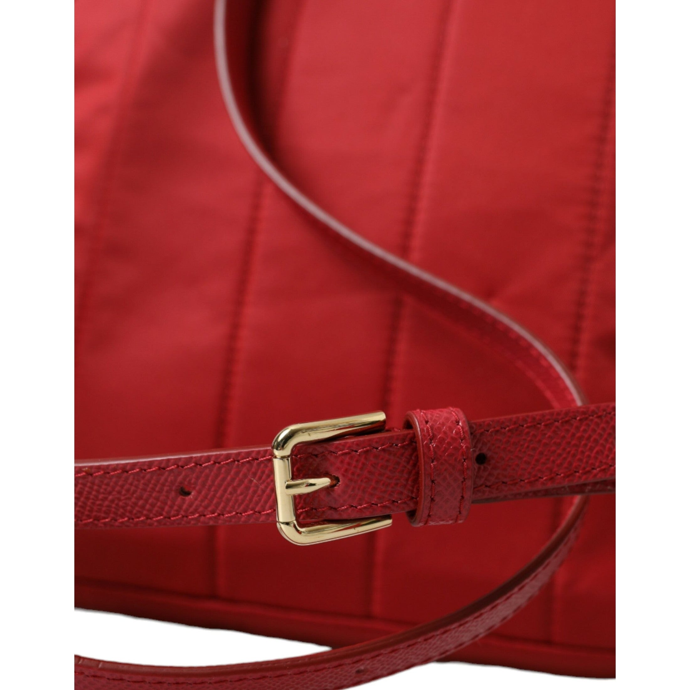 Embellished Red Backpack with Gold Detailing