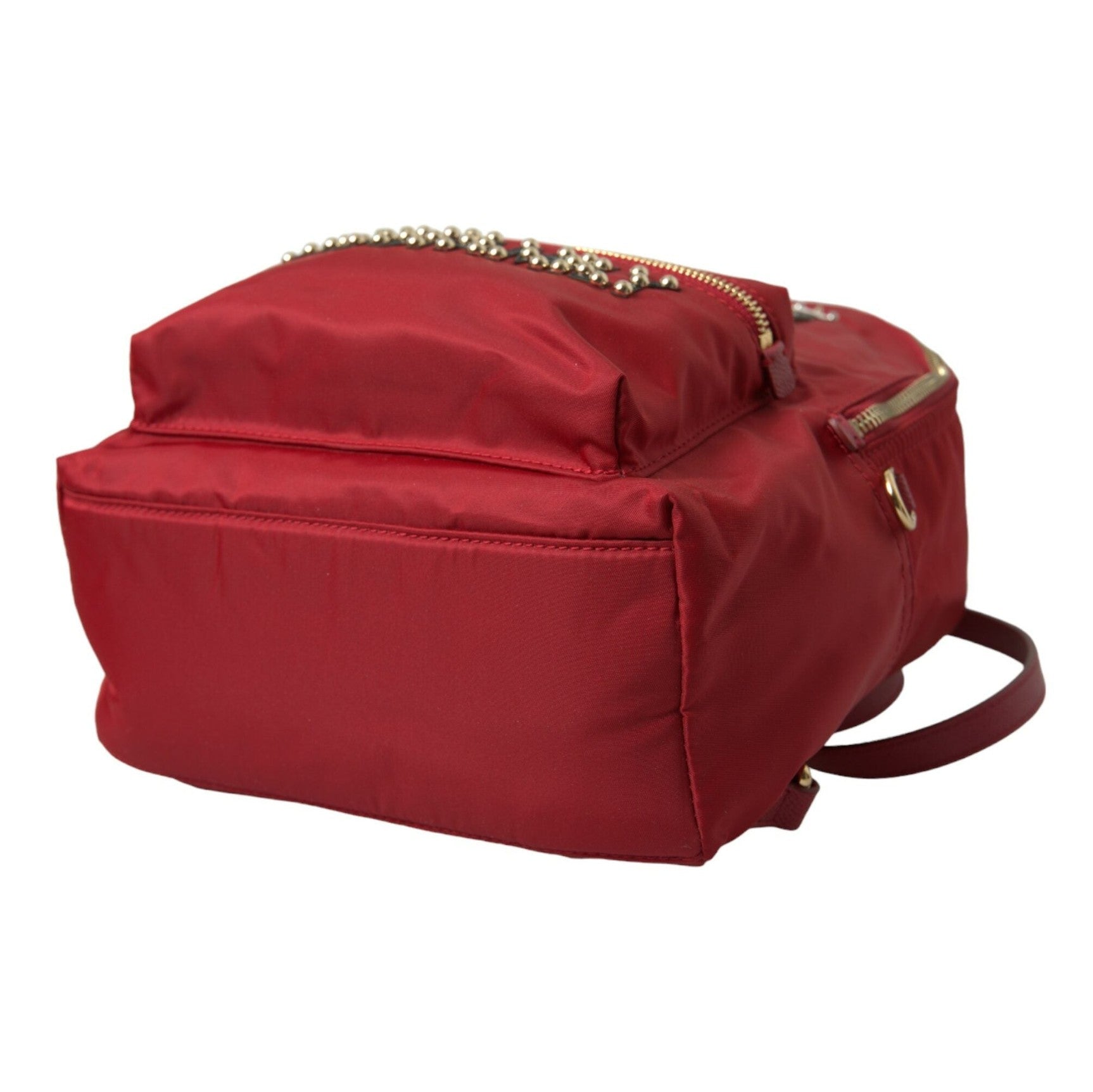 Embellished Red Backpack with Gold Detailing