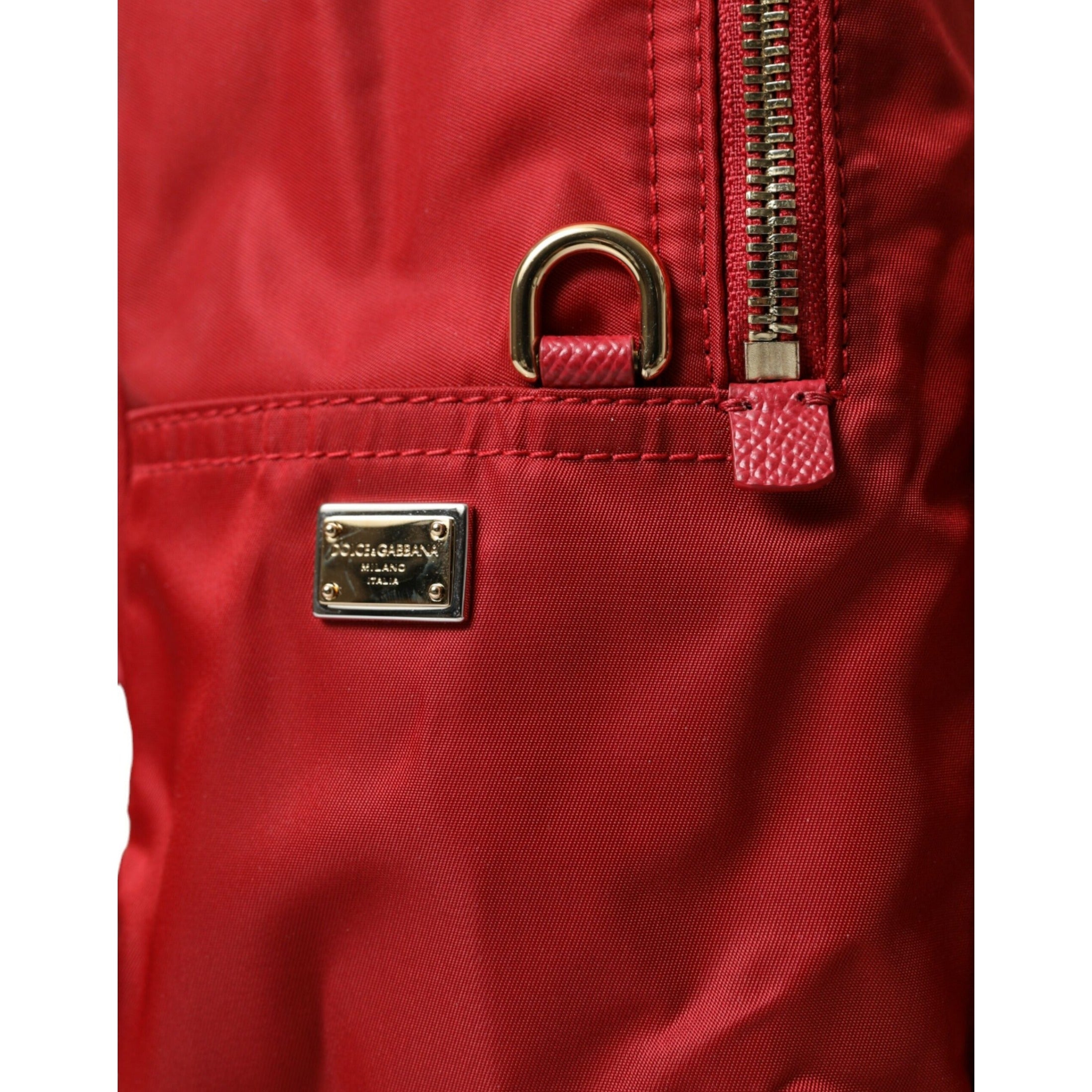 Embellished Red Backpack with Gold Detailing