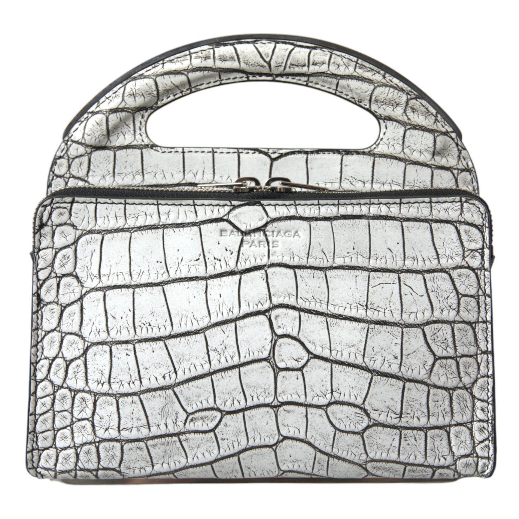 Metallic Silver Alligator Leather Mini Bag