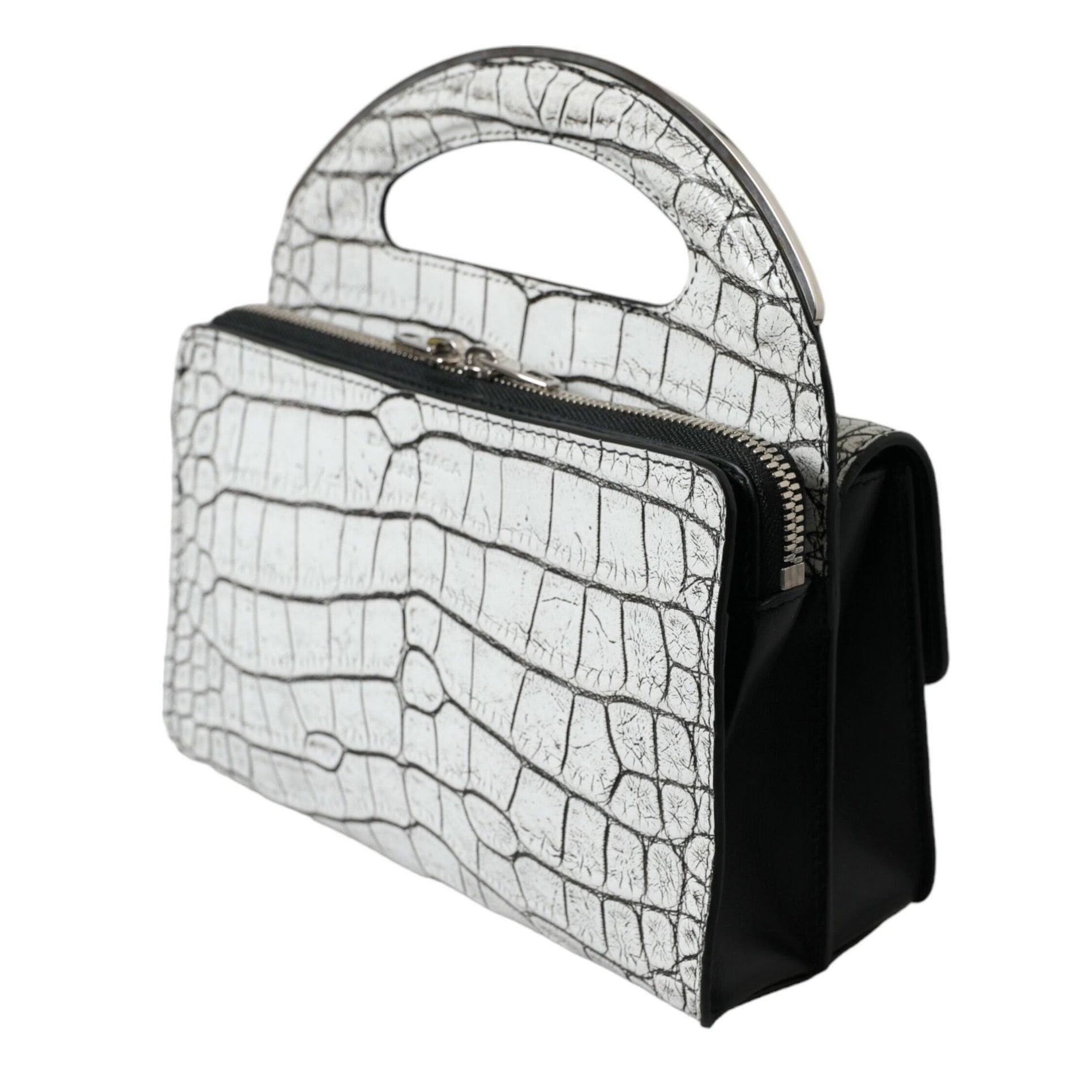 Metallic Silver Alligator Leather Mini Bag