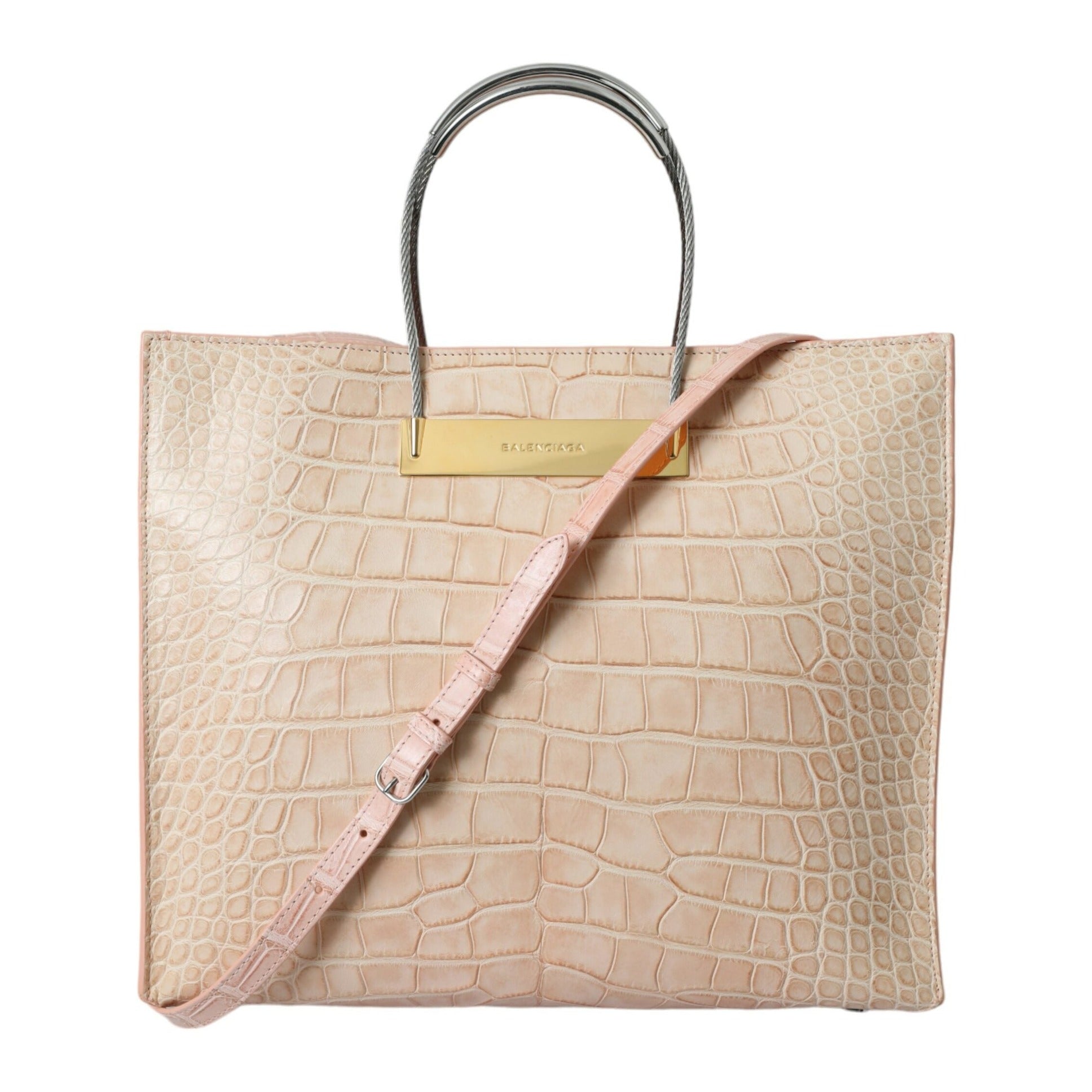 Alligator Leather Chic Pink Tote Bag