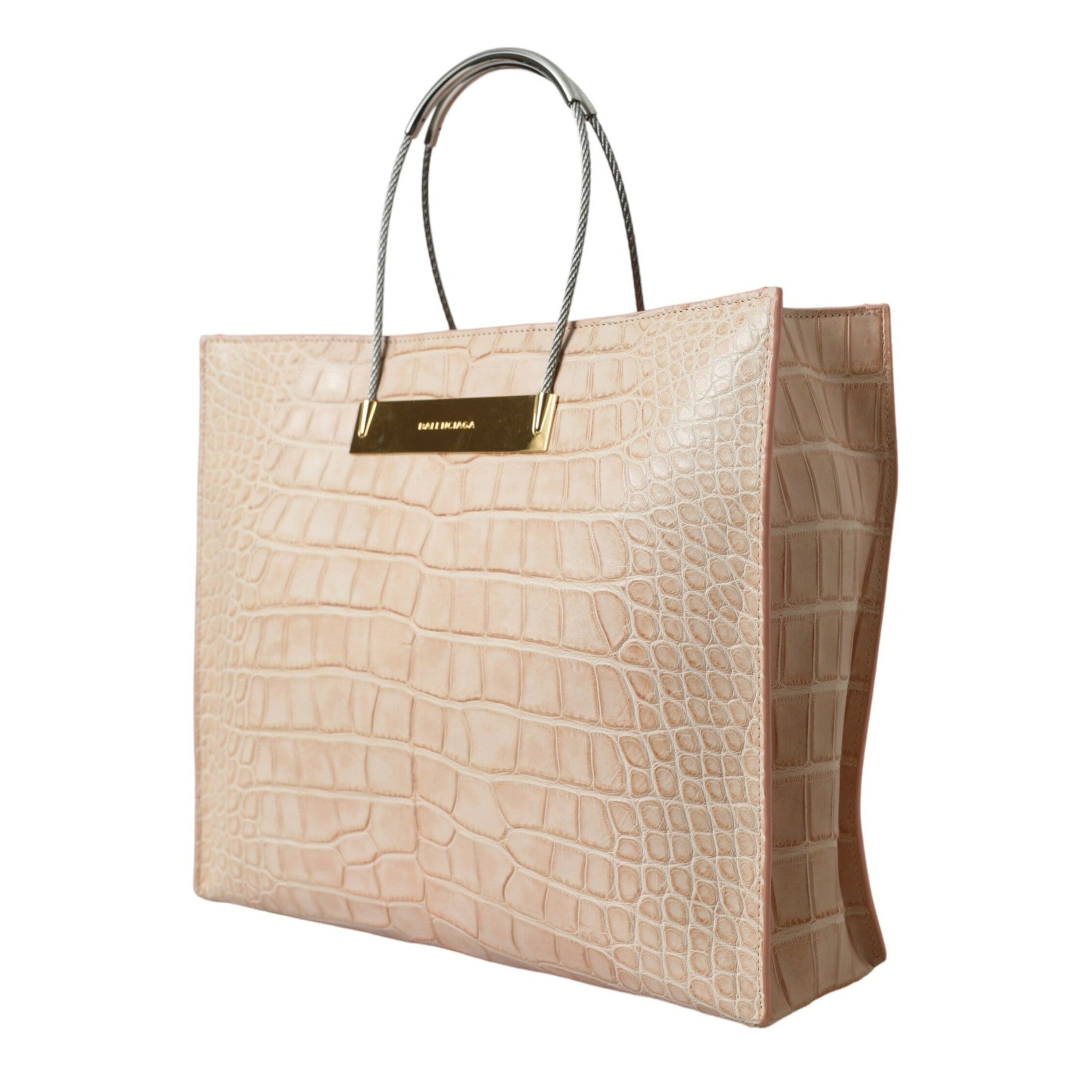 Alligator Leather Chic Pink Tote Bag