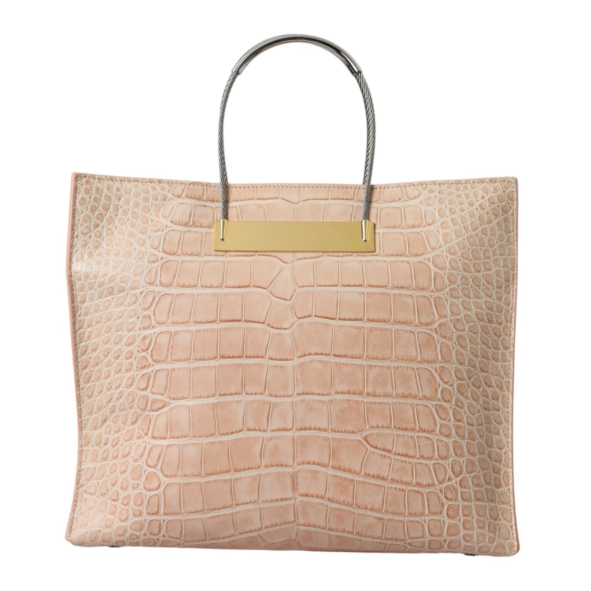 Alligator Leather Chic Pink Tote Bag