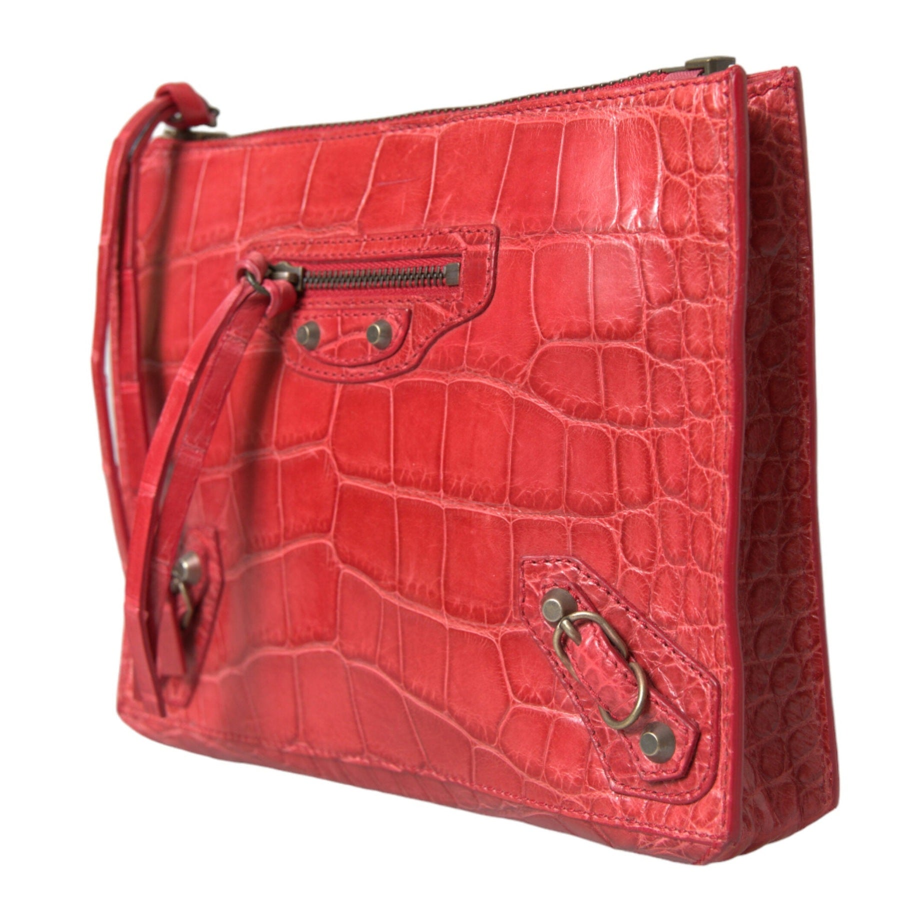 Exotic Red Alligator Leather Clutch