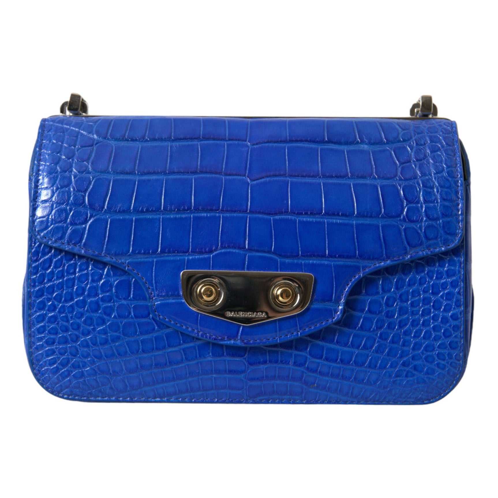 Alligator Skin Mini Shoulder Bag - Elegant Blue