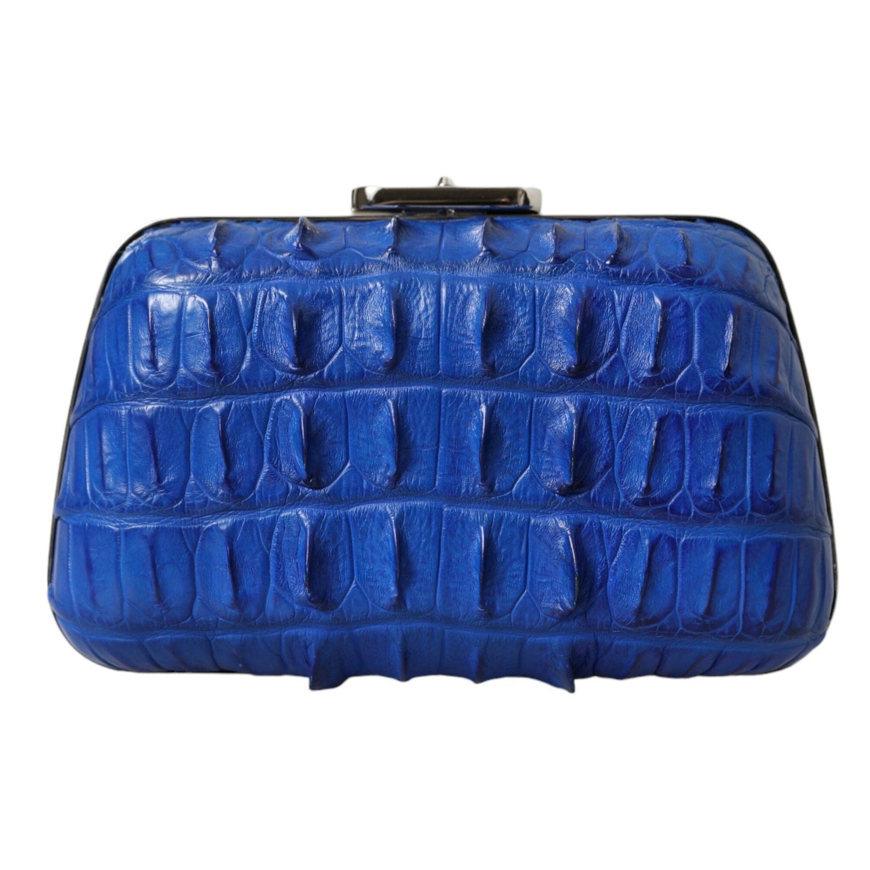 Electric Blue Crocodile Skin Clutch