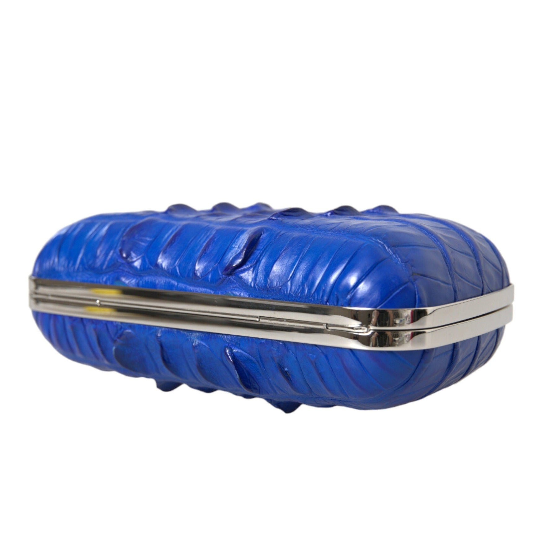 Electric Blue Crocodile Skin Clutch