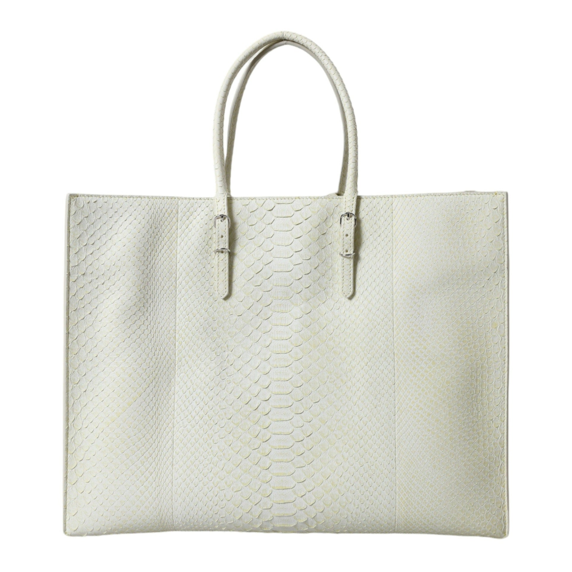 Chic Python Leather Tote in White & Yellow