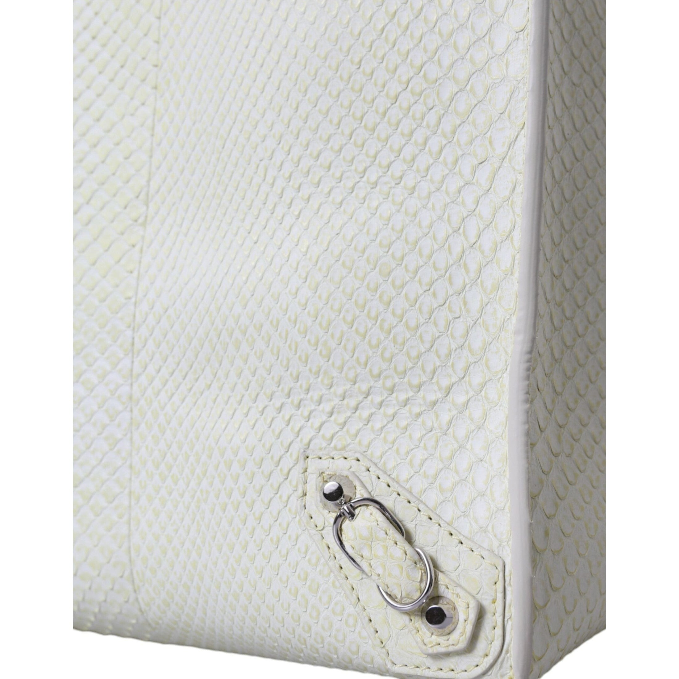 Chic Python Leather Tote in White & Yellow